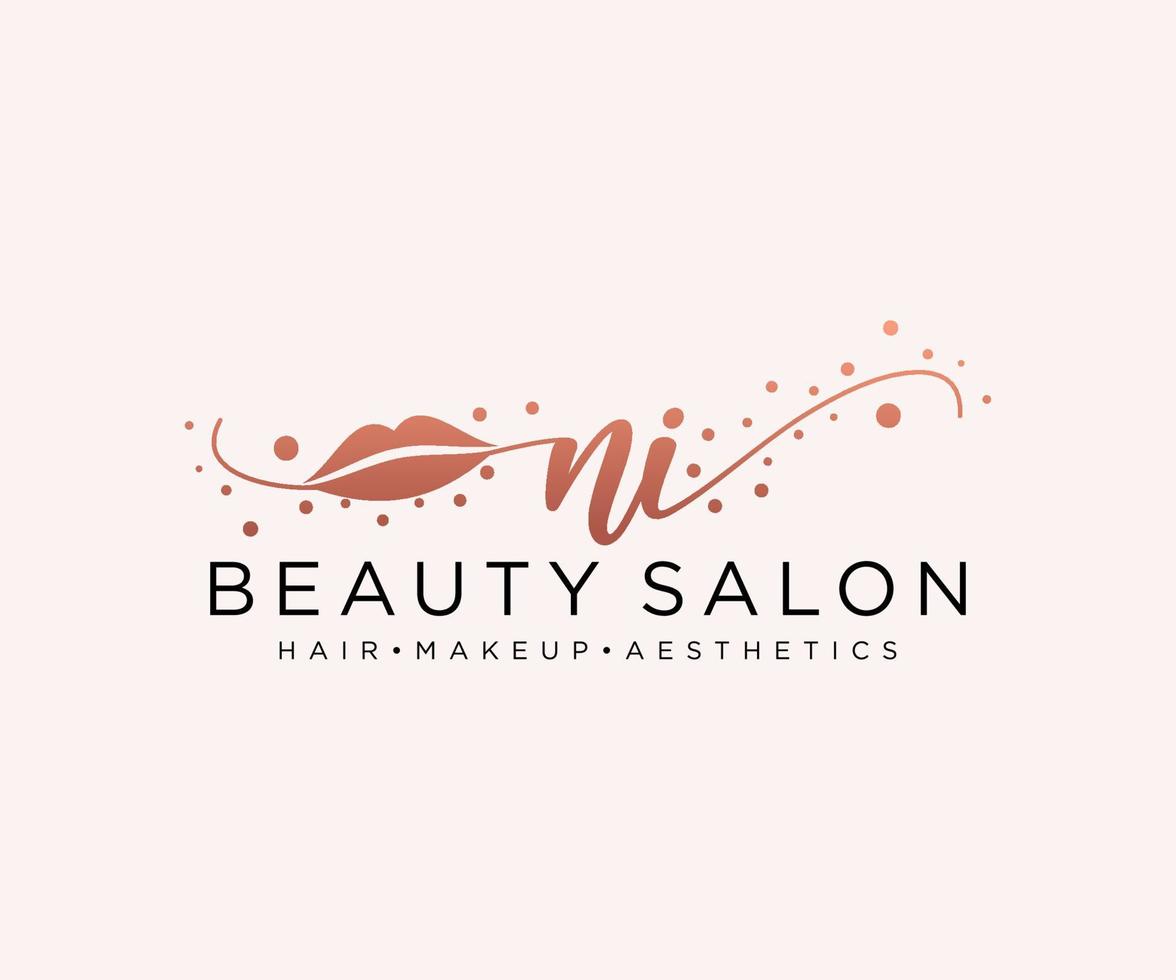 Initial NI feminine logo collections template. handwriting logo of initial signature, wedding, fashion, jewerly, boutique, floral and botanical with creative template for any company or business. vector