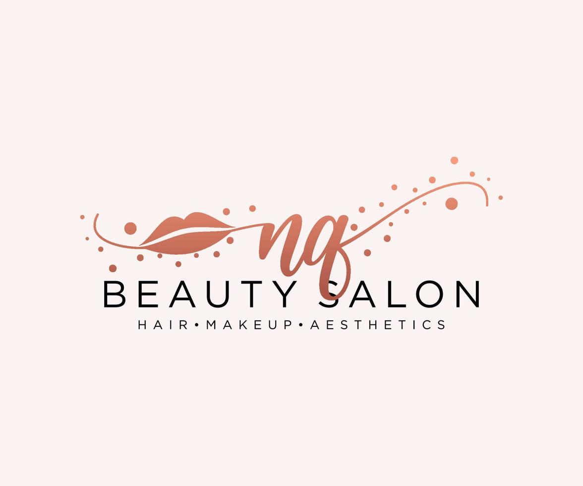 Initial NQ feminine logo collections template. handwriting logo of initial signature, wedding, fashion, jewerly, boutique, floral and botanical with creative template for any company or business. vector