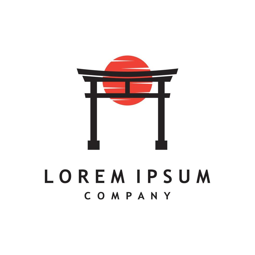 Japanese torii gate logo design vector illustration template