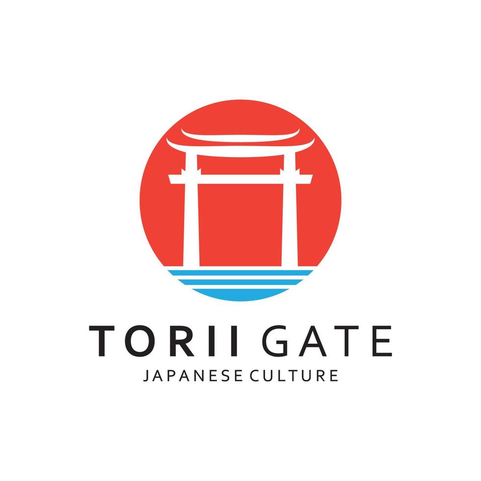 Japanese torii gate logo design vector illustration template