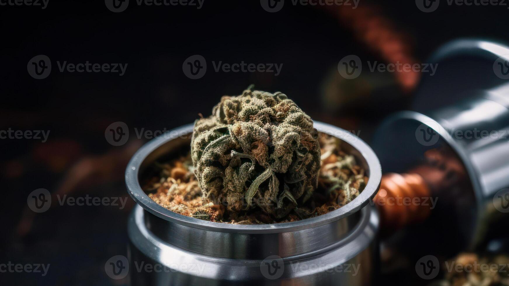 cannabis dry buds in grinder photo