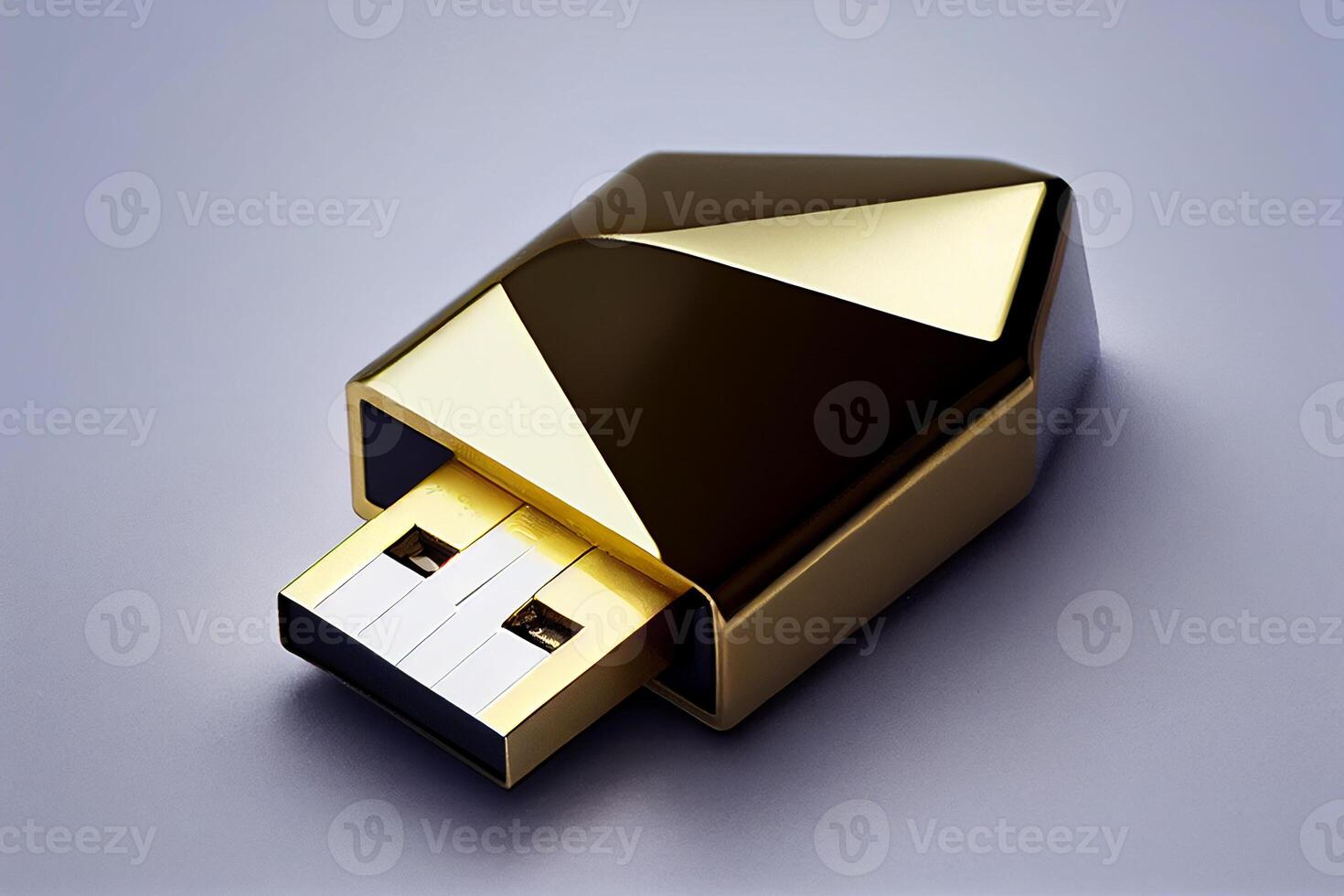 golden flash drive closeup illustration photo