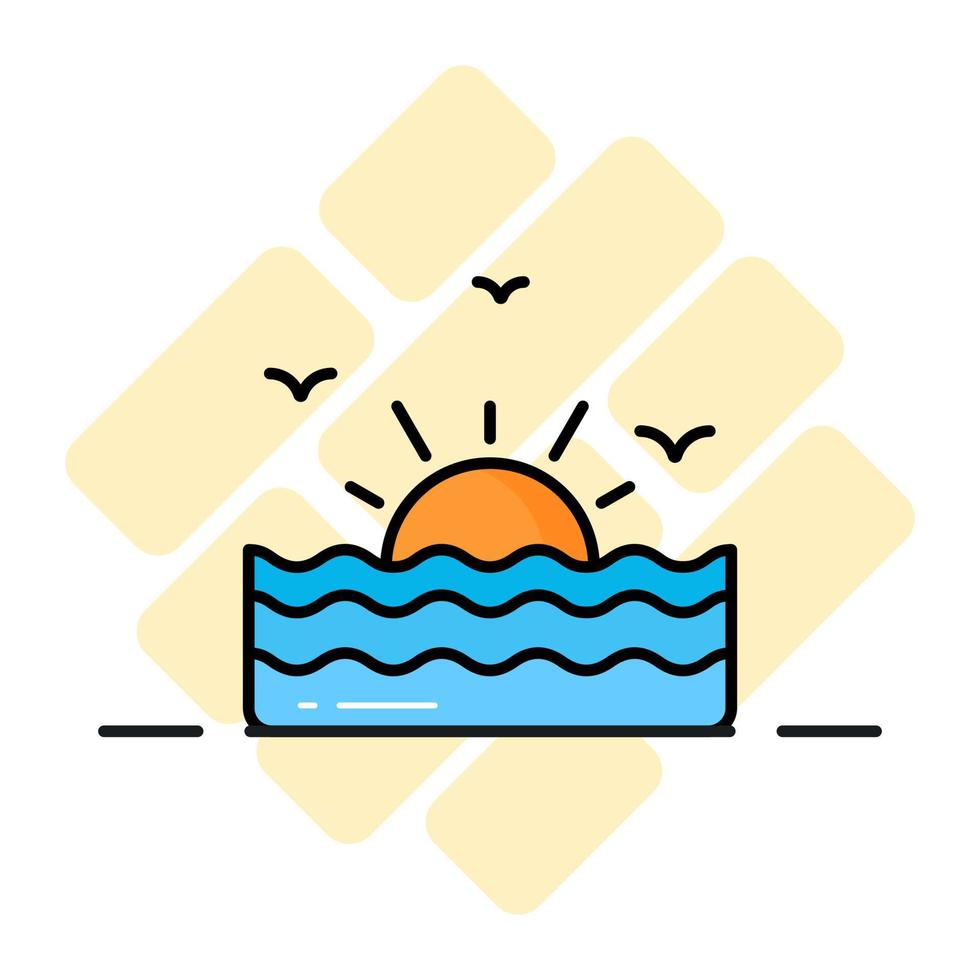 Beautifully designed vector of sunset in trendy style, premium icon