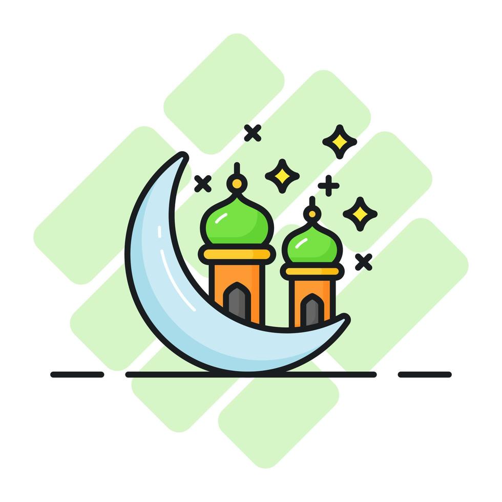 Conceptual vector of ramadan crescent moon, premium icon