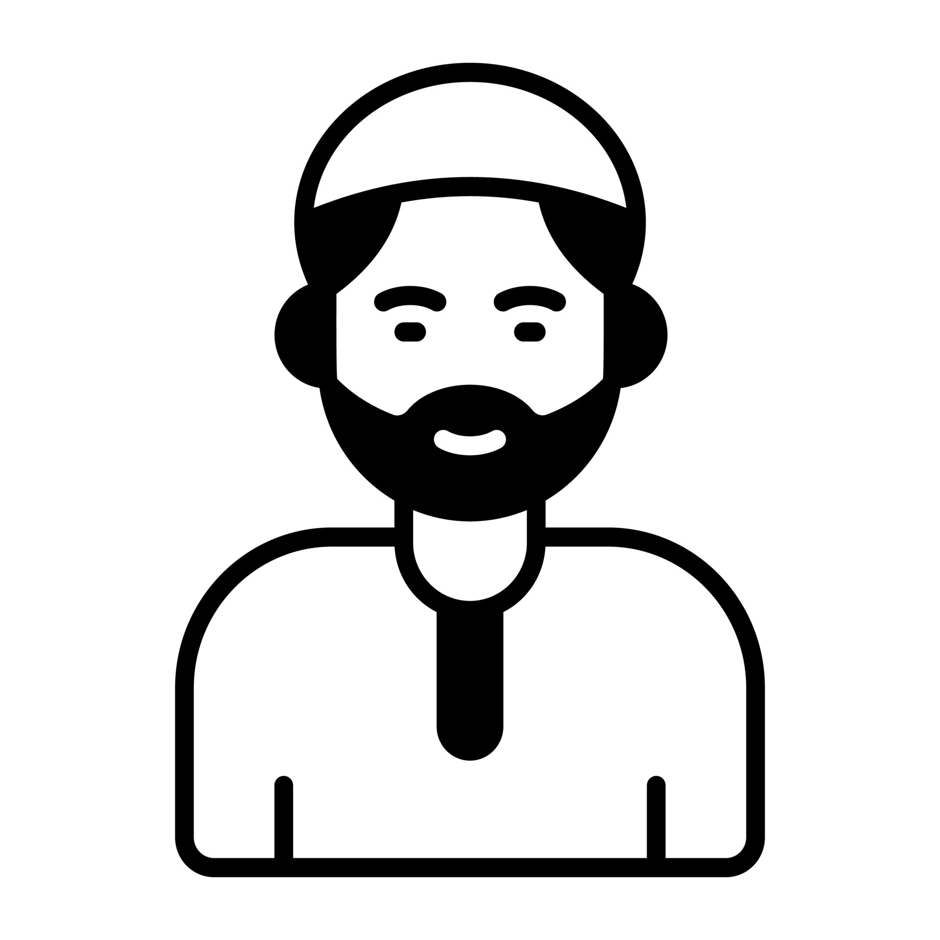 Cap on bearded man head showing icon of muslim man. editable vector  22080630 Vector Art at Vecteezy