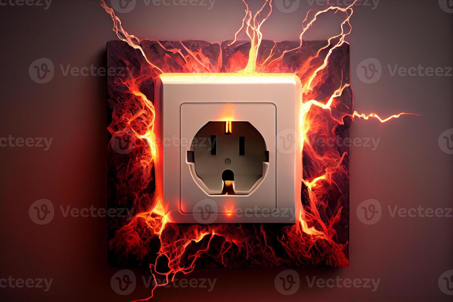 sparkling lighting electrical socket in wall illustration photo