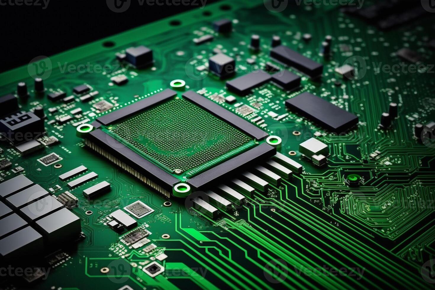 computer processor on motherboard illustration photo