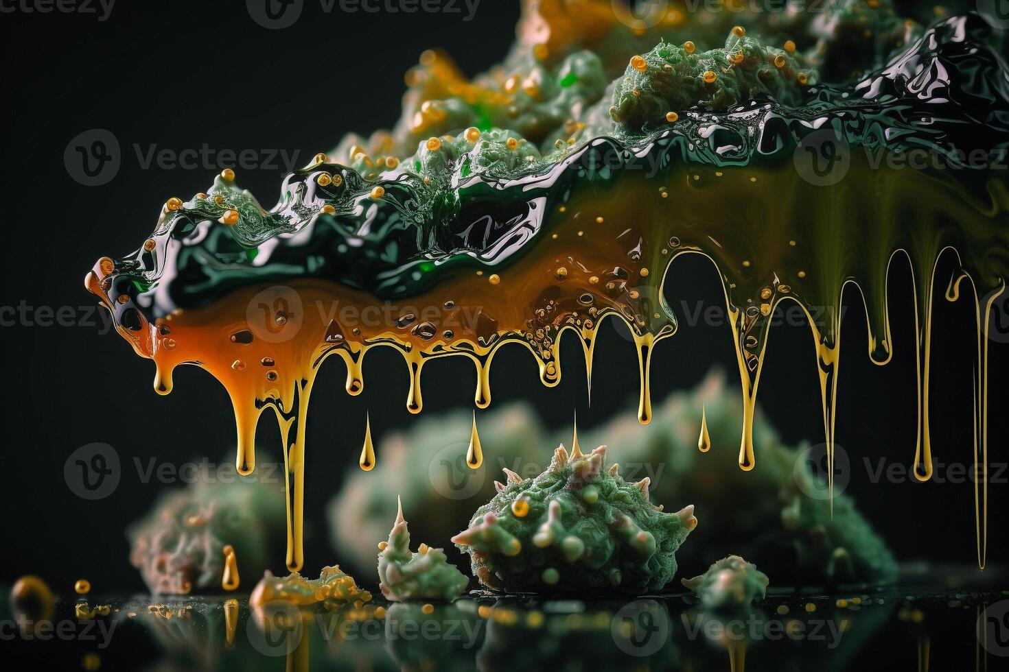 flowing golden drops cannabis wax extract, thc live resin photo
