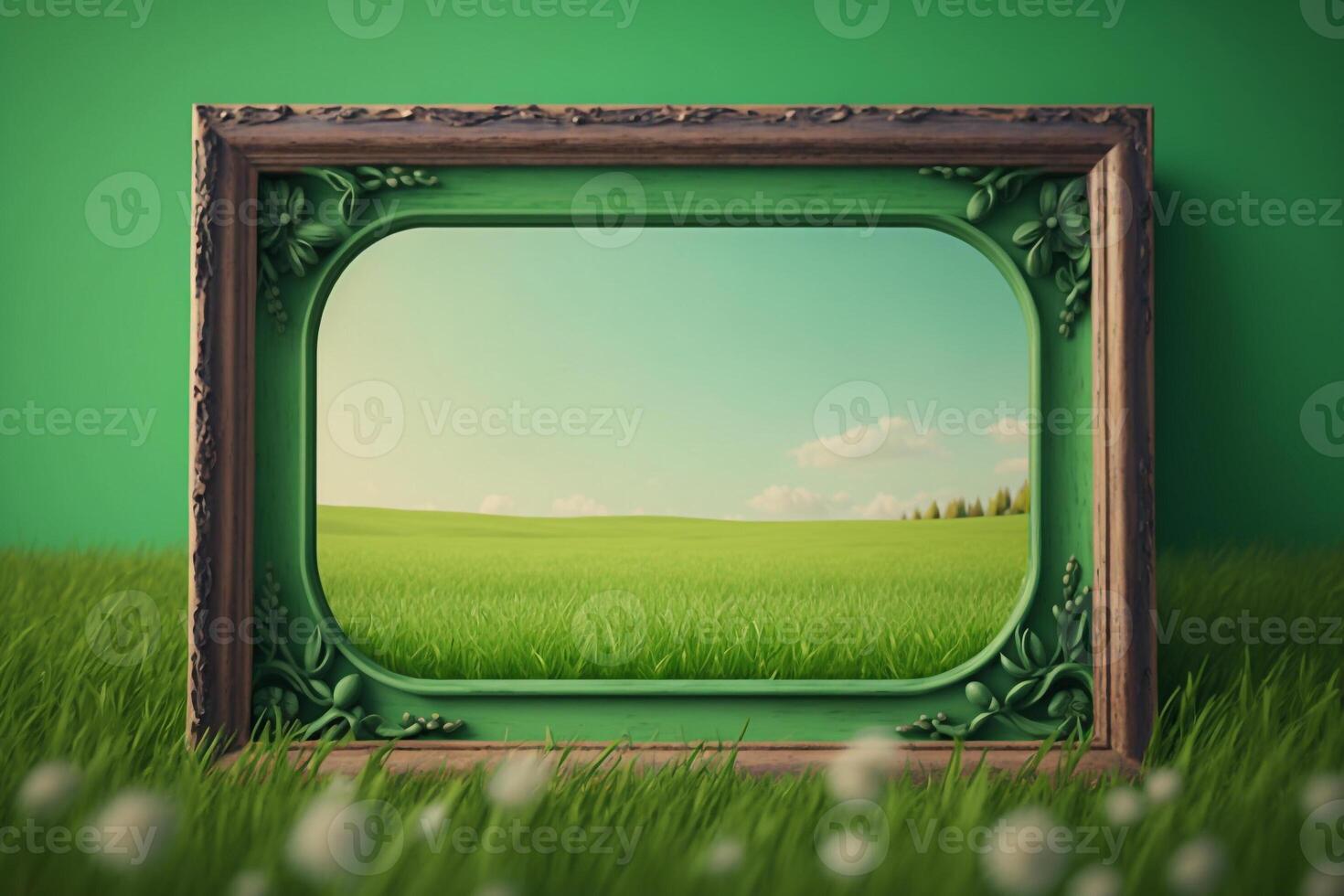 frame with empty space on summer green nature background photo