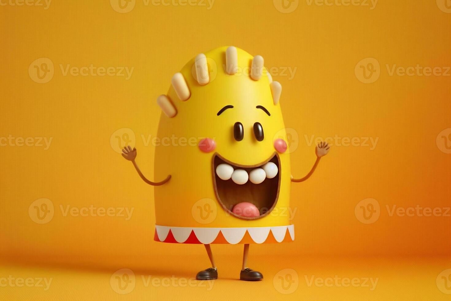 funny hot dog bun waving his hands illustration photo