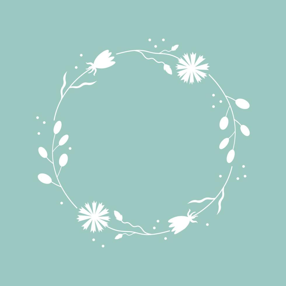 Floral frame round. Cute frame flower arrangement hand-drawn. Illustration for baby shower, wedding design, for invitation, for congratulation, logo, textile and other design. Background for text. vector