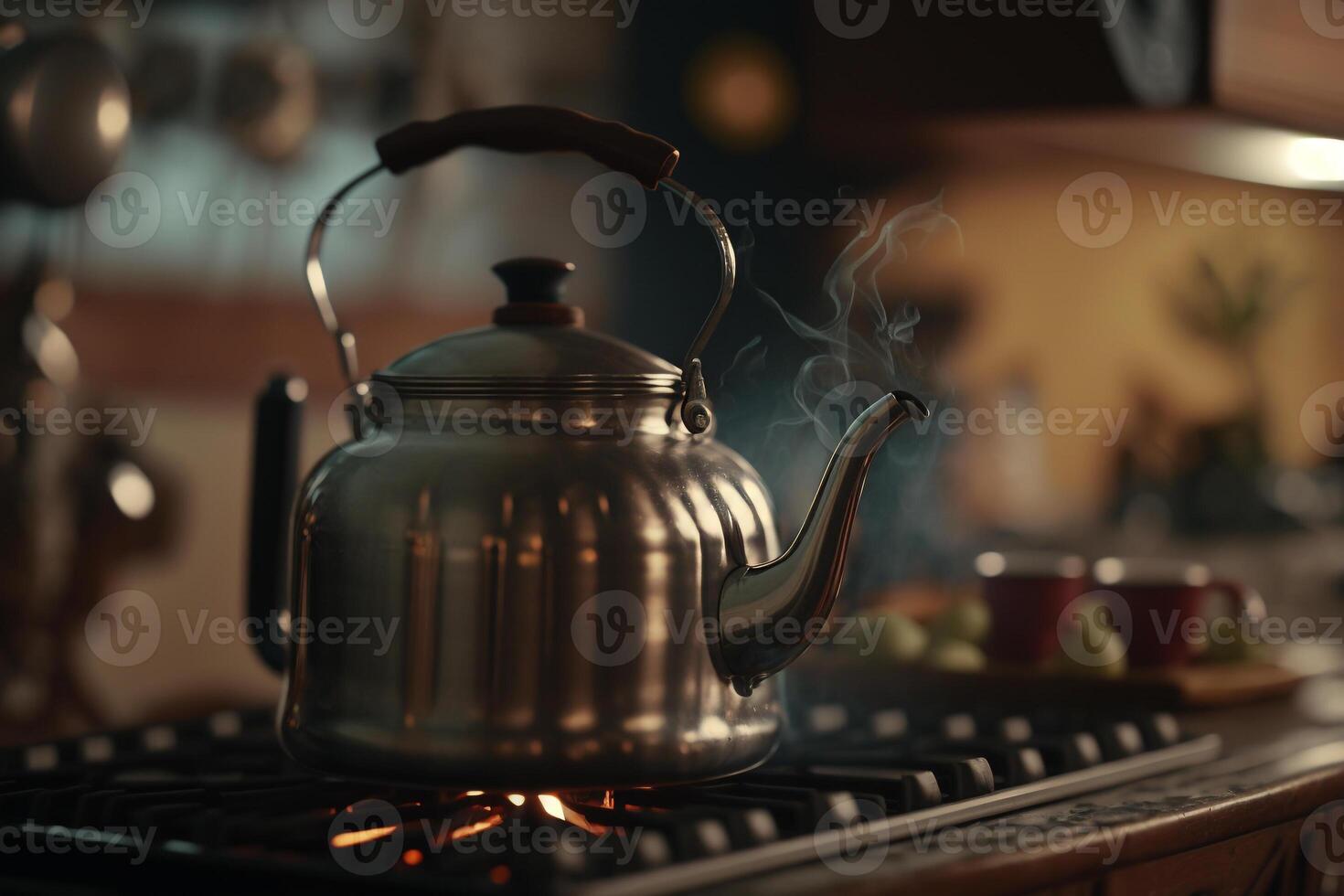 boiling kettle on the stove illustration photo