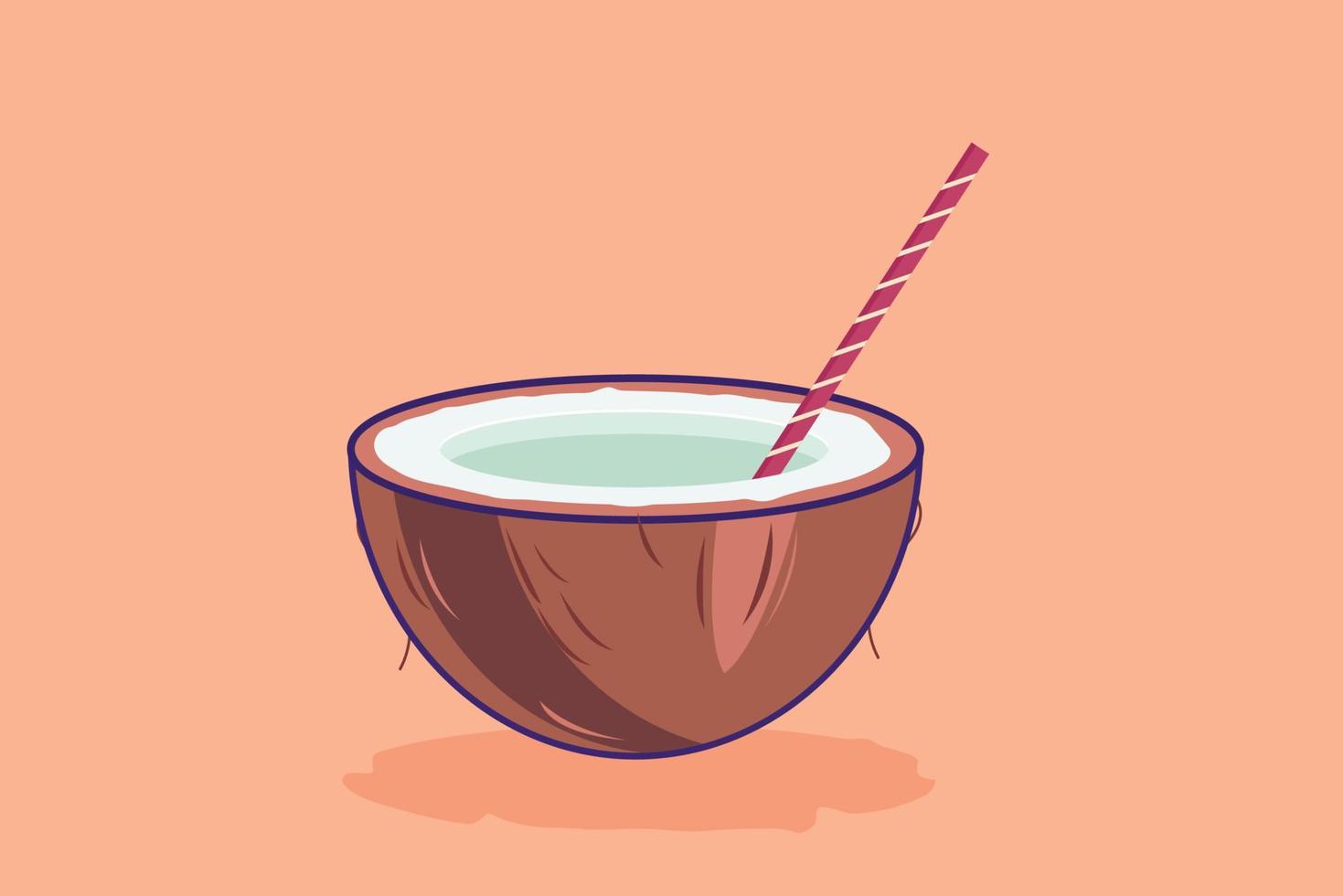 A cartoon of a coconut with a straw and a straw vector