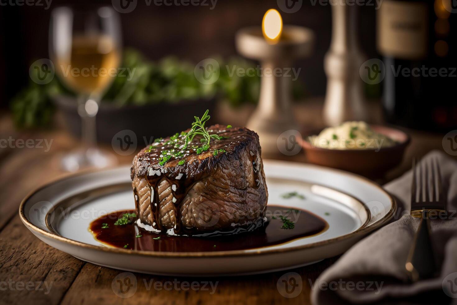 filet mignon with sauce photo
