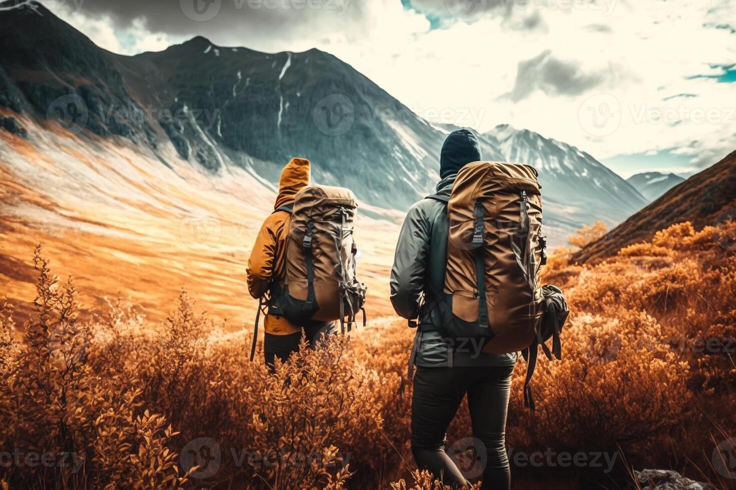 active lifestyle hiking in the mountains illustration photo