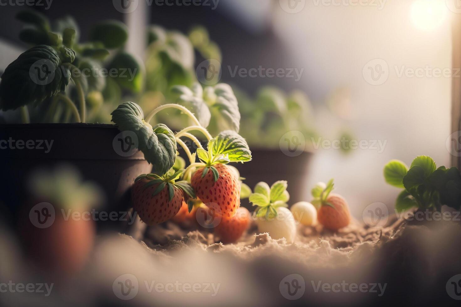 growing greenhouse red strawberry plantation illustration photo