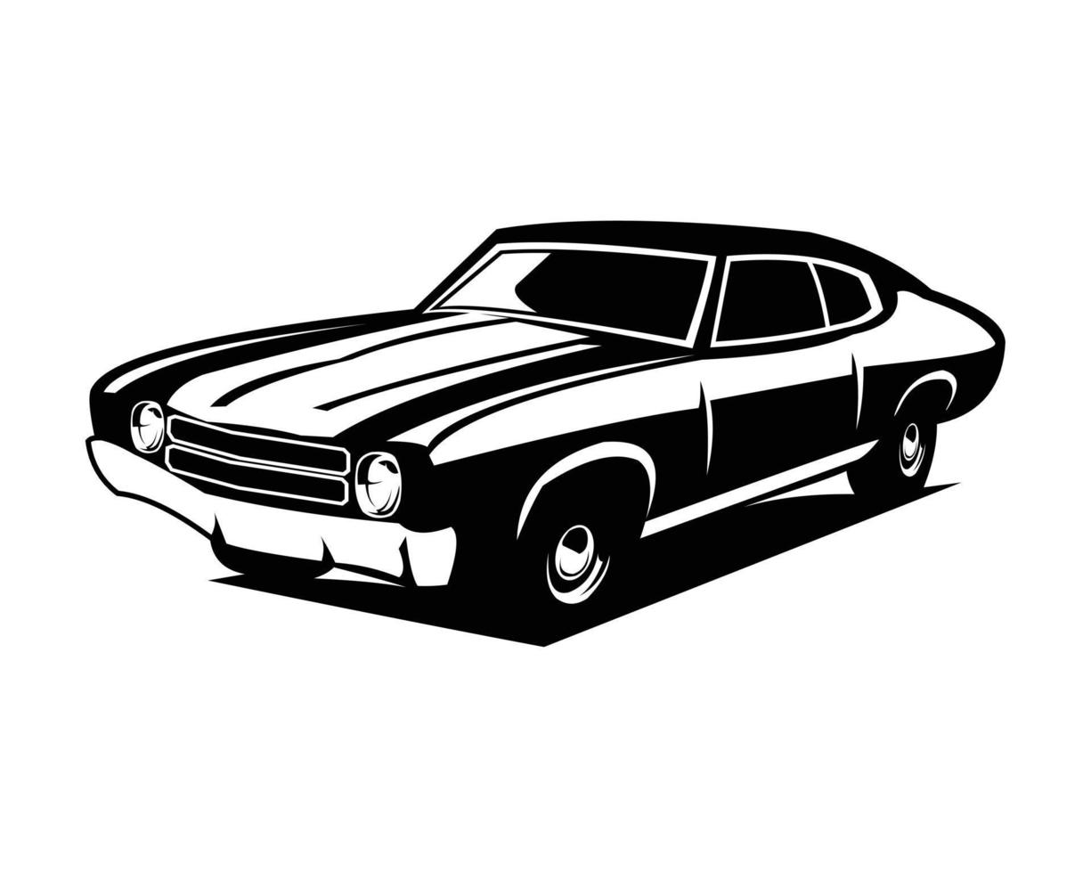 1970 ford mustang car. silhouette vector design. isolated white background view from side. Best for logo, badge, emblem, icon, sticker design, car industry. available eps 10.
