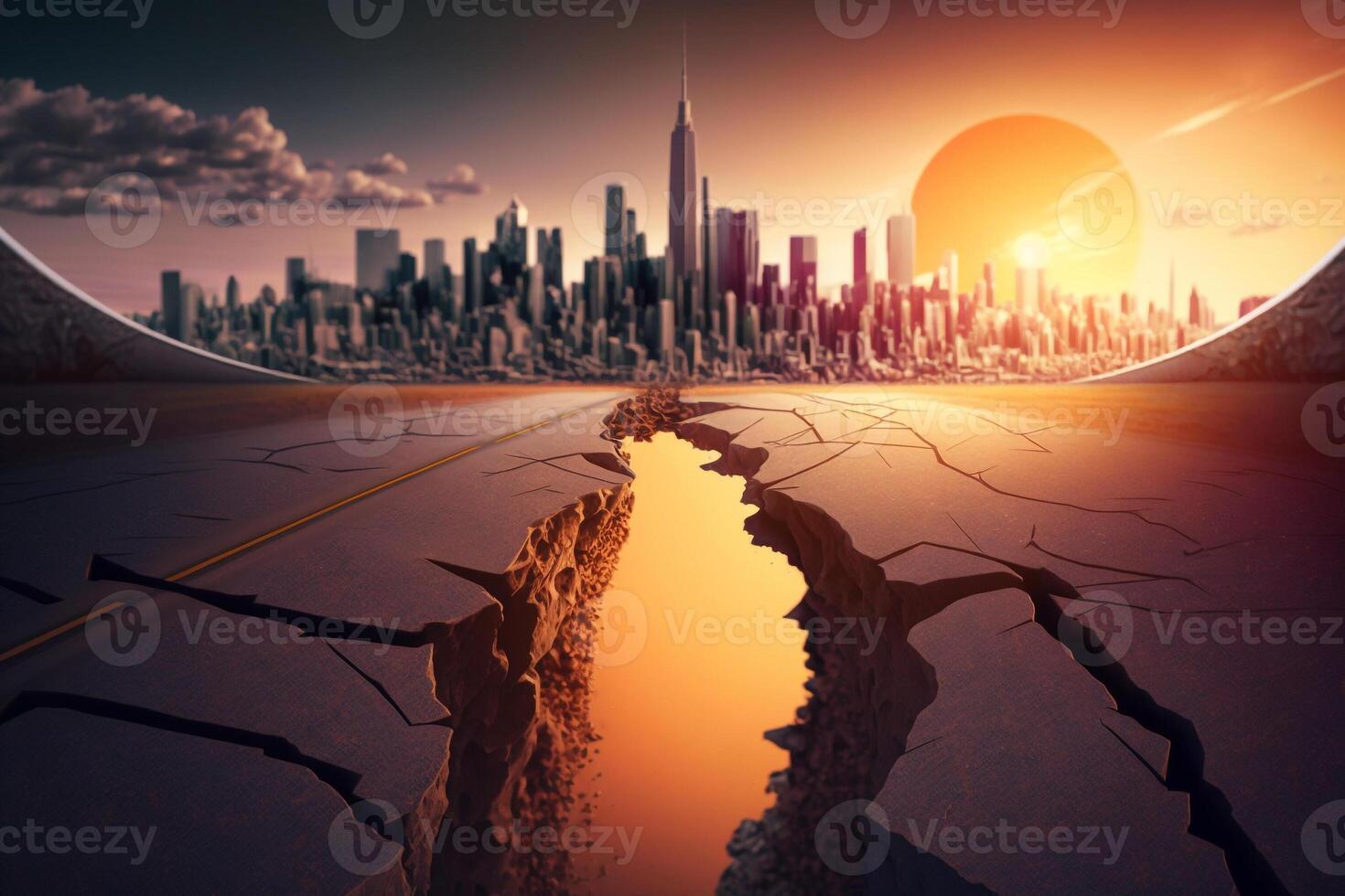 fracture in the earth from an earthquake,crack ground illustration photo