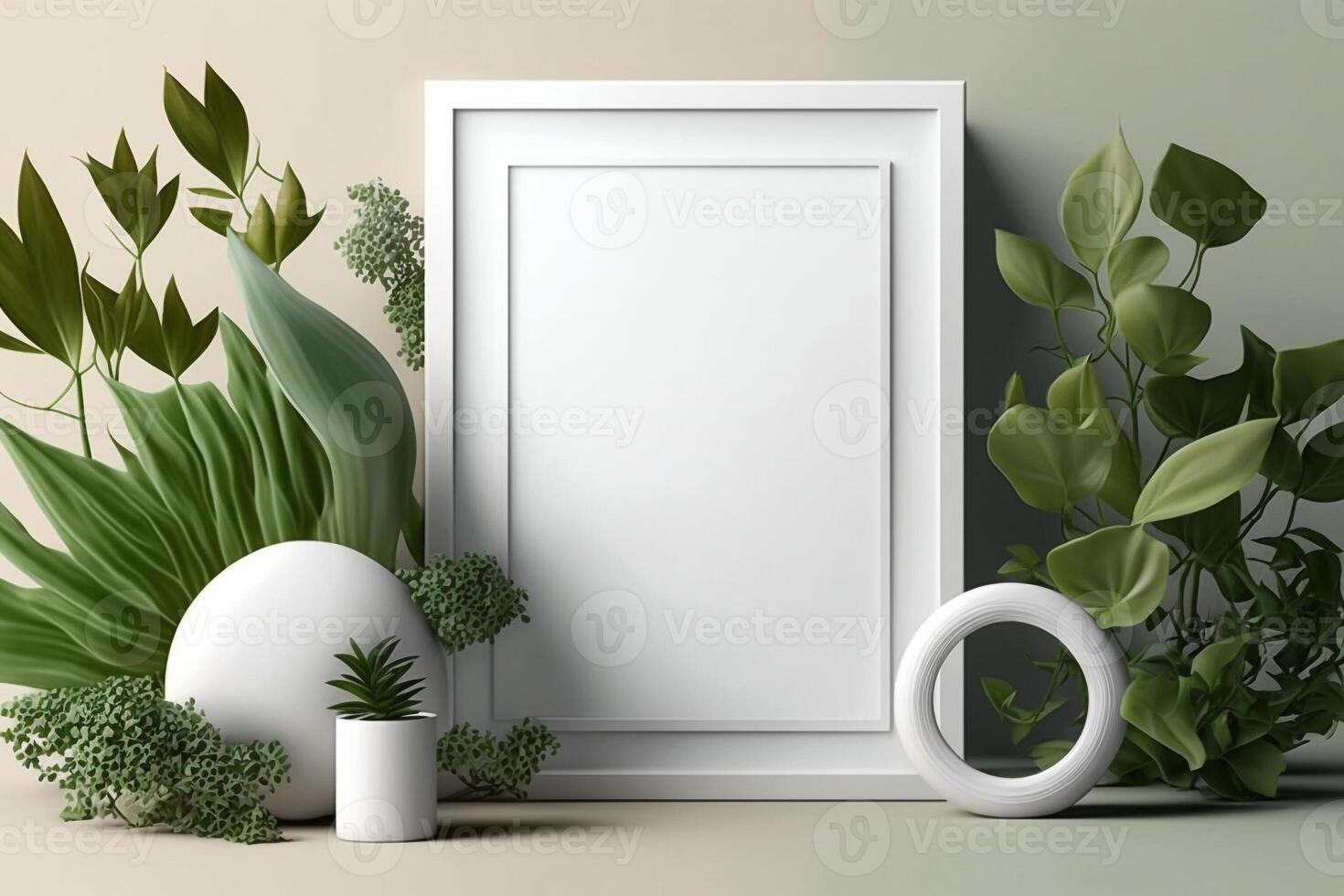 empty vertical frame with copy space mockup for cosmetic beauty display product photo