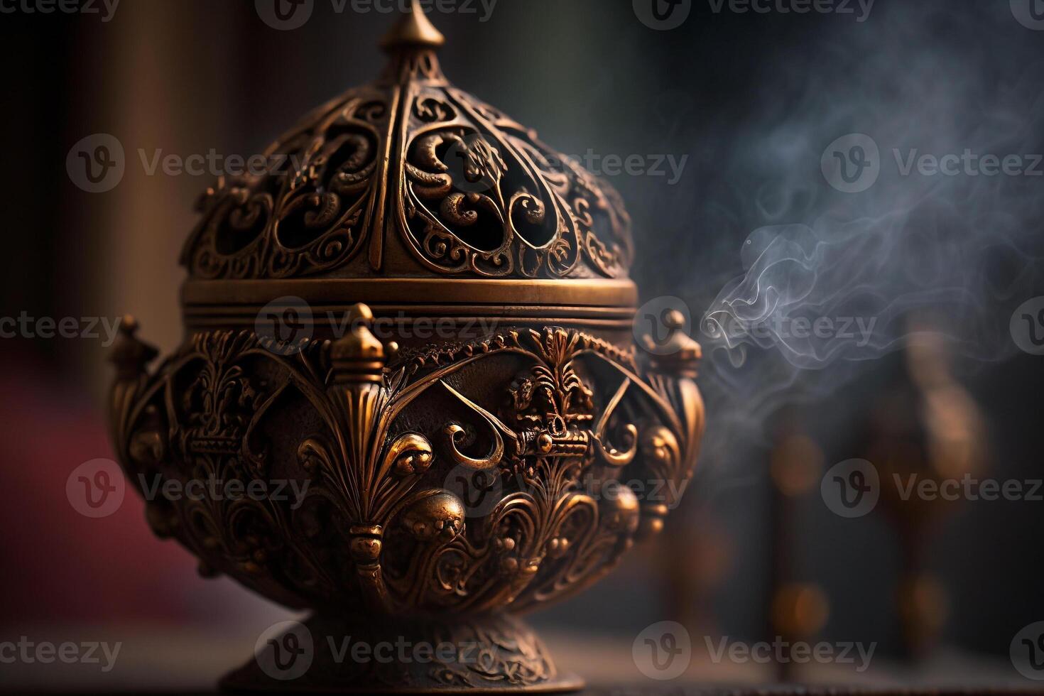 censer with burning incense in the church photo