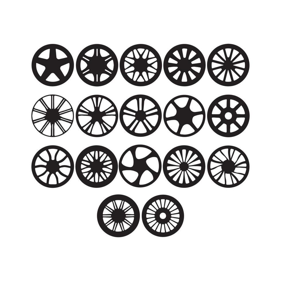 set of different wheel designs isolated on white background vector