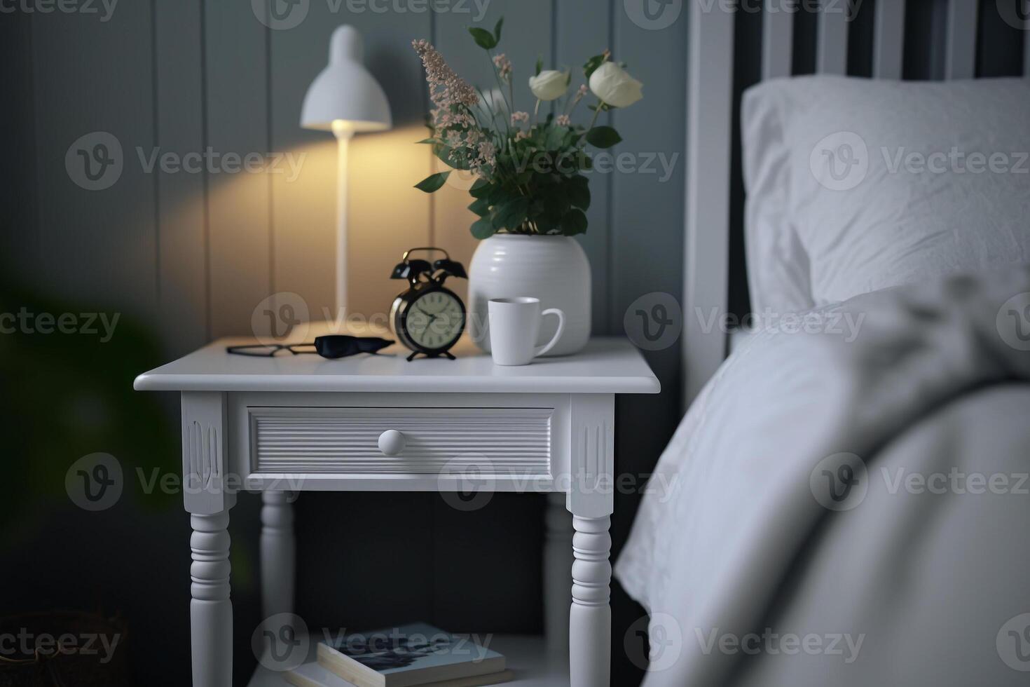 bedside table in the bedroom illustration photo