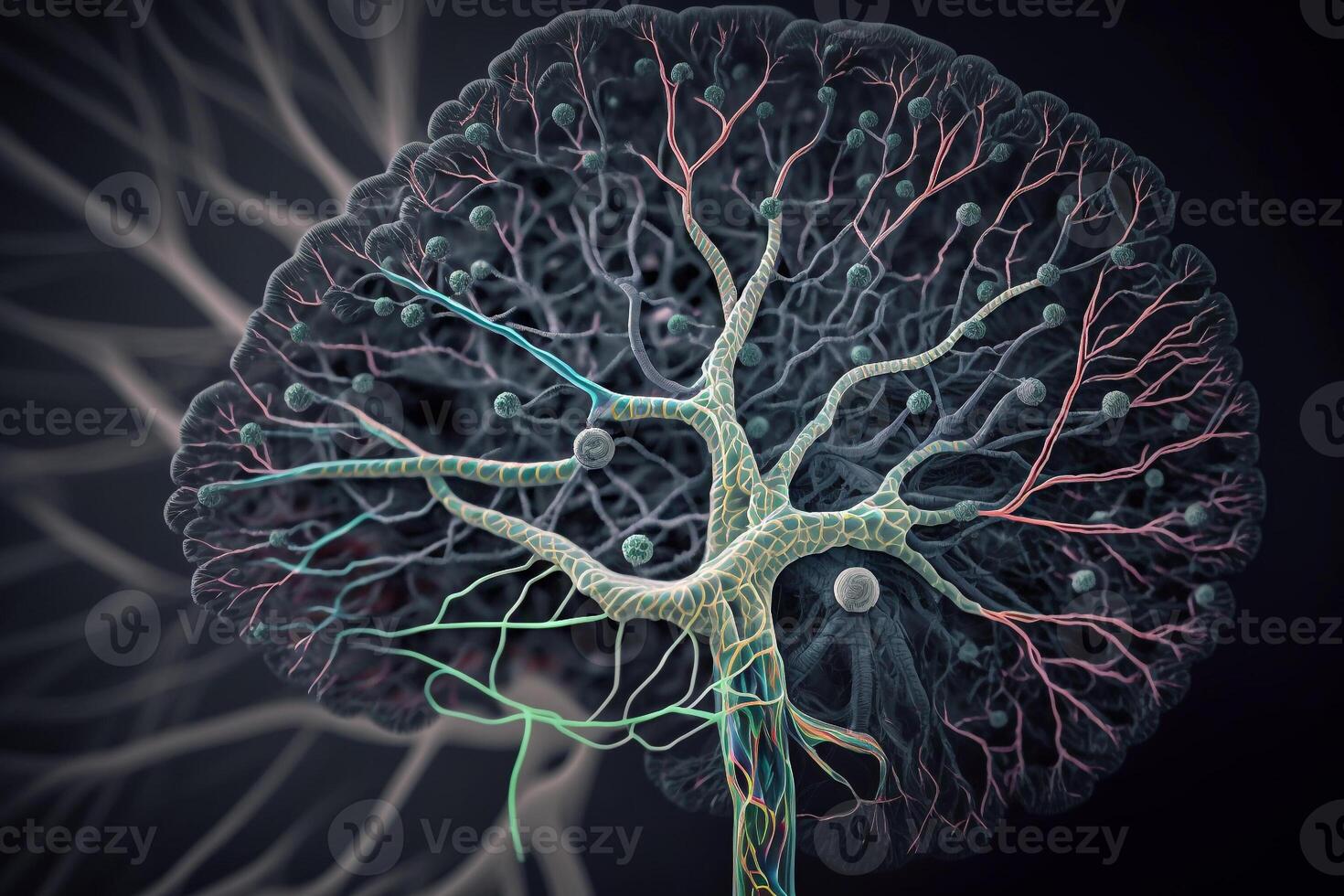 the brains intricate network of neurons and synapses photo
