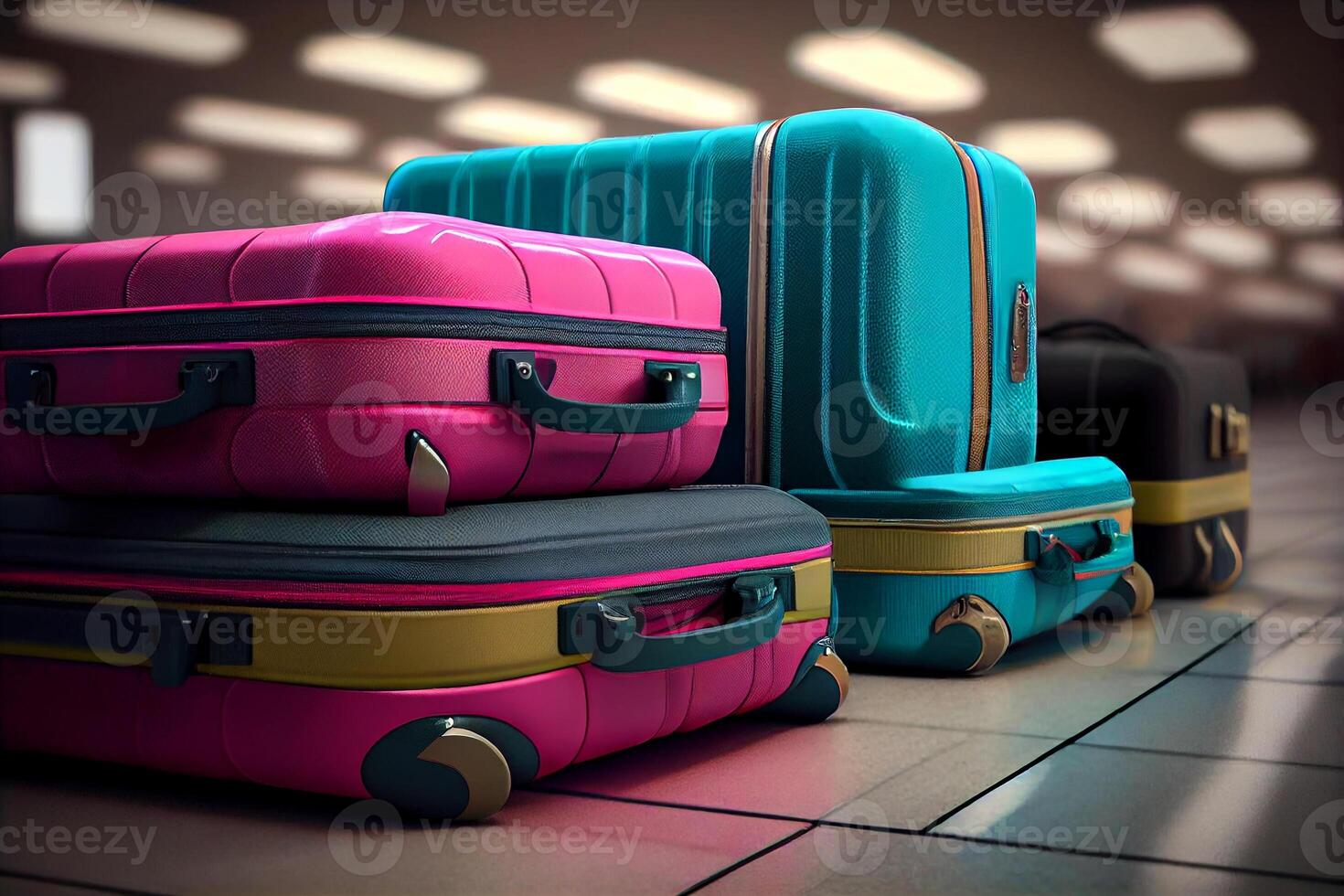 air luggage suitcases in airport illustration photo