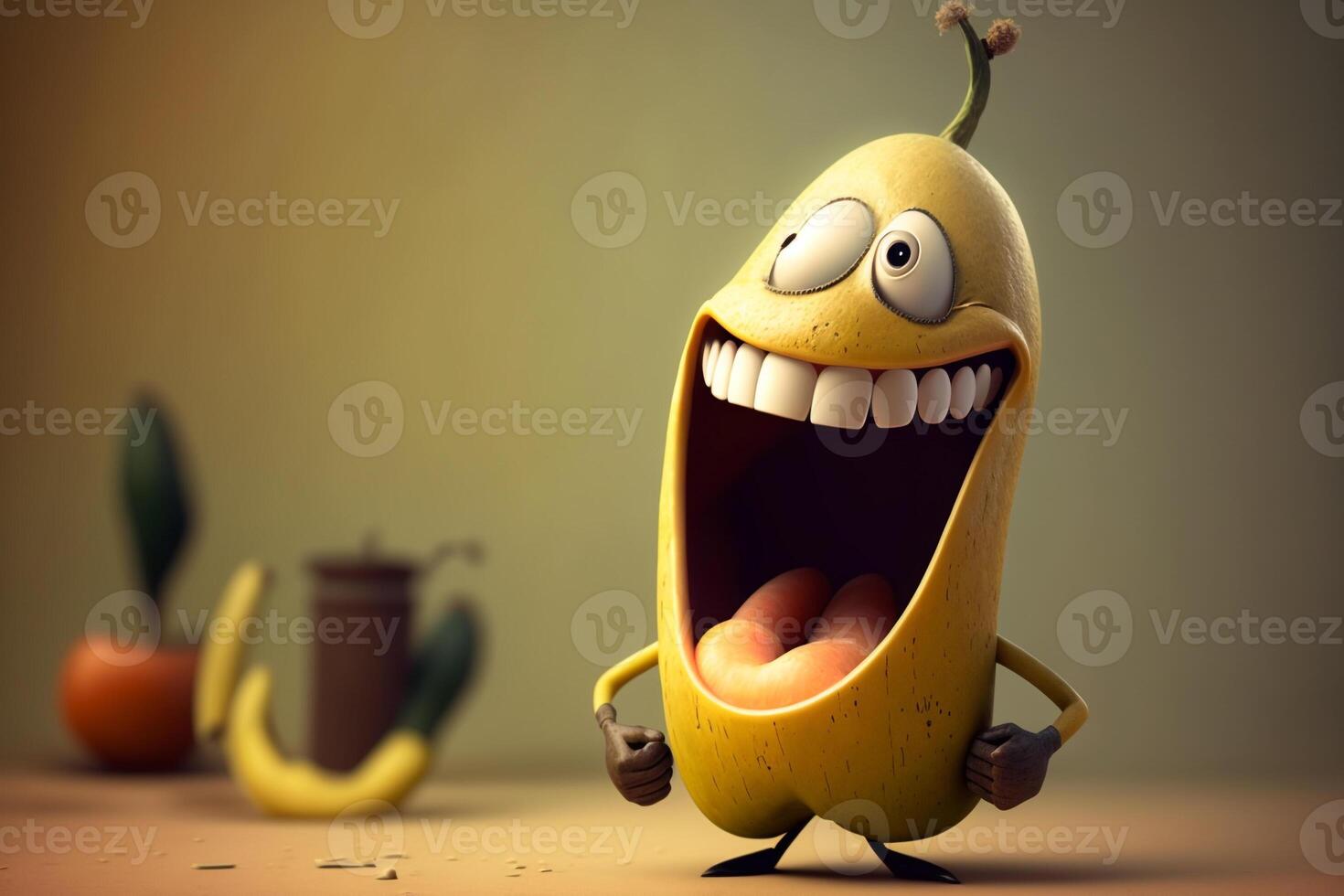 cheerful yellow fruit funny character illustration photo