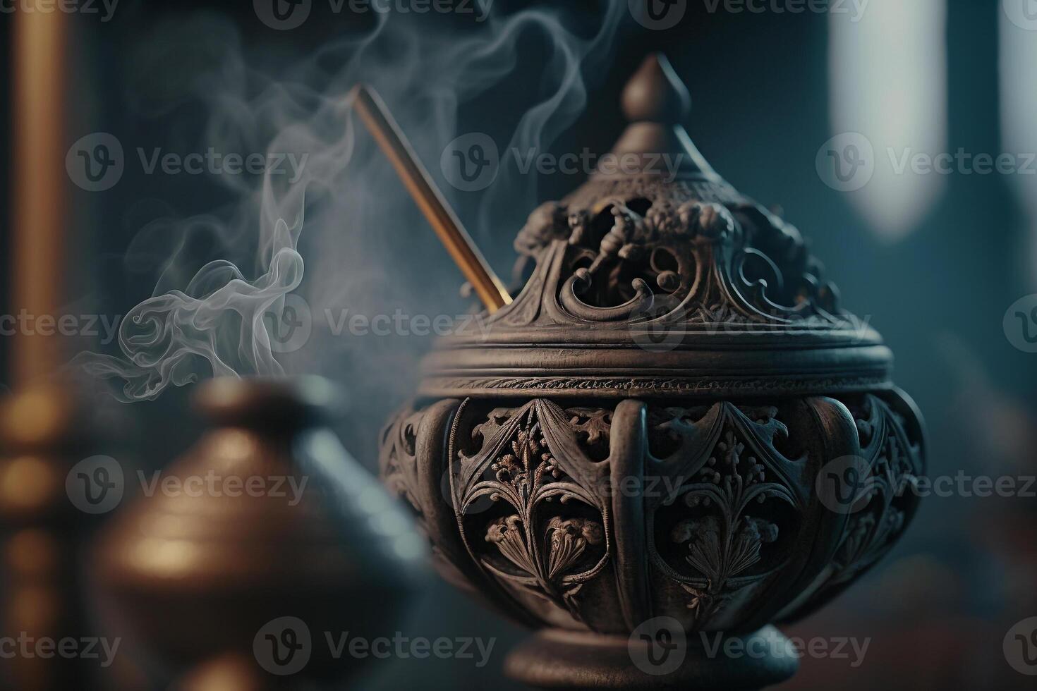 censer with burning incense in the church photo