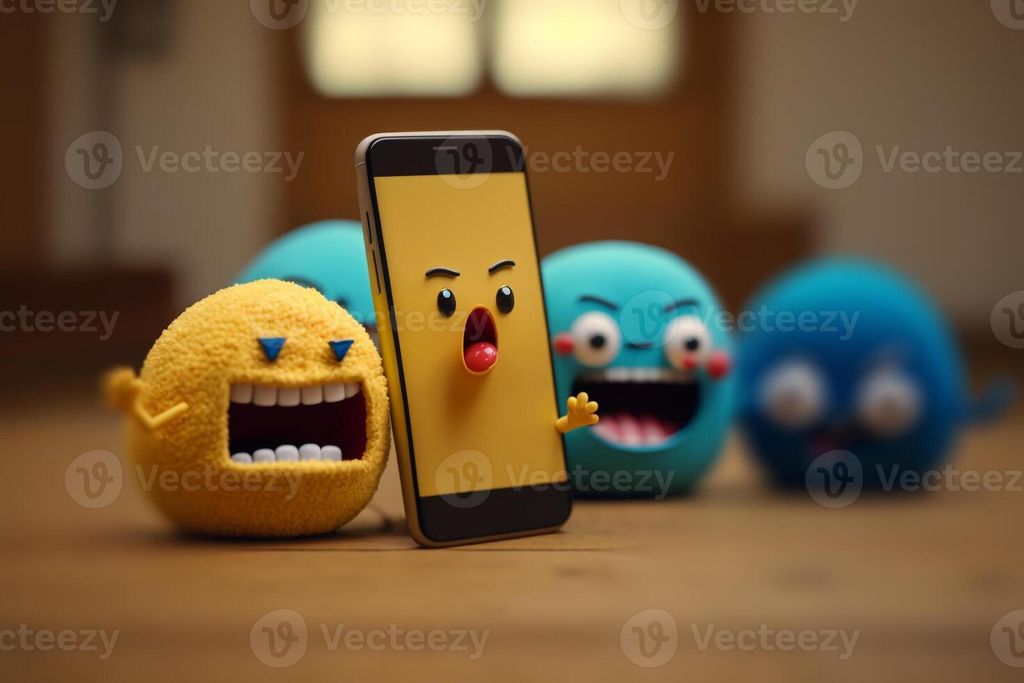 emoji characters playing phone illustration photo