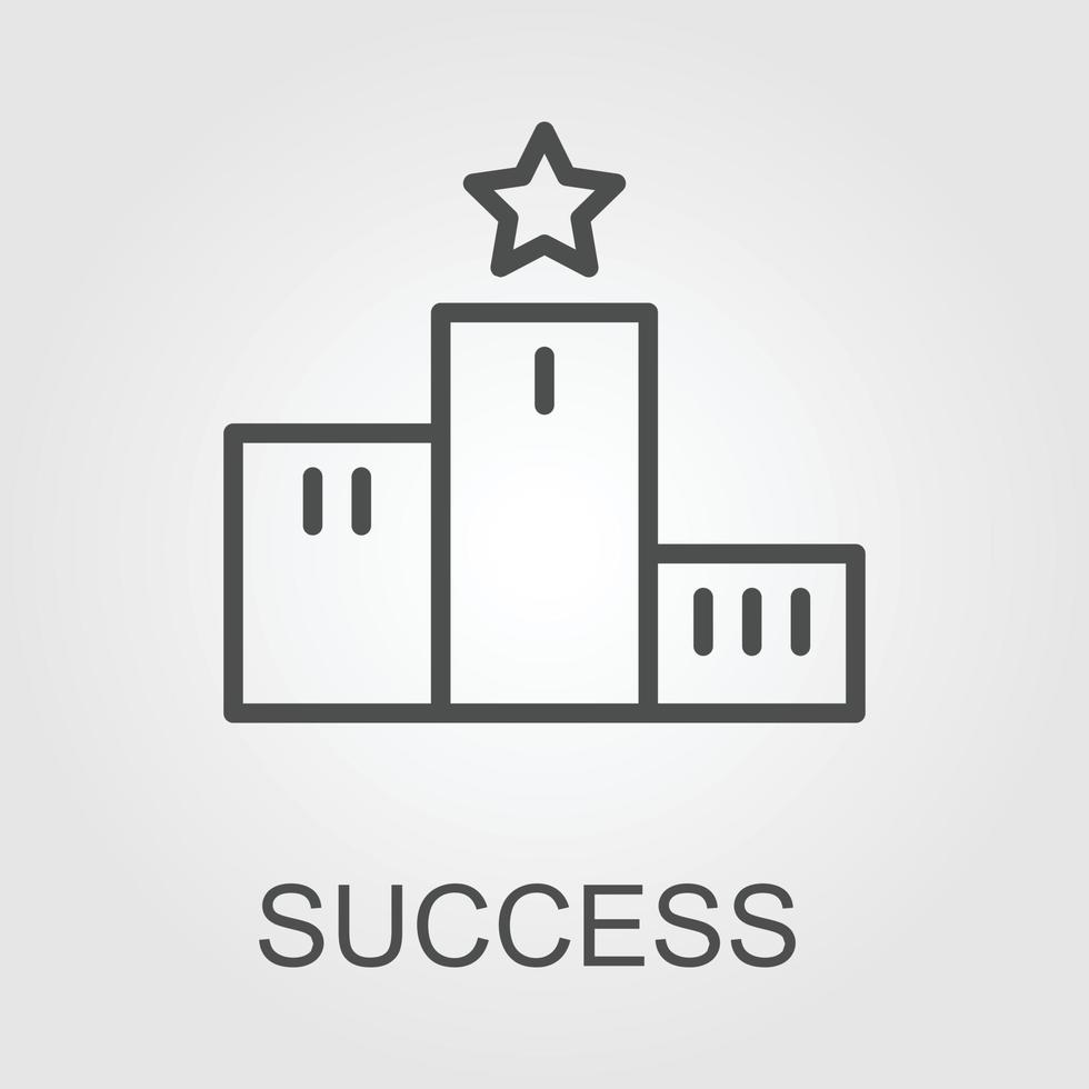 Success icon. Mountains with flag on a peak as aim achievement or leadership illustration. vector
