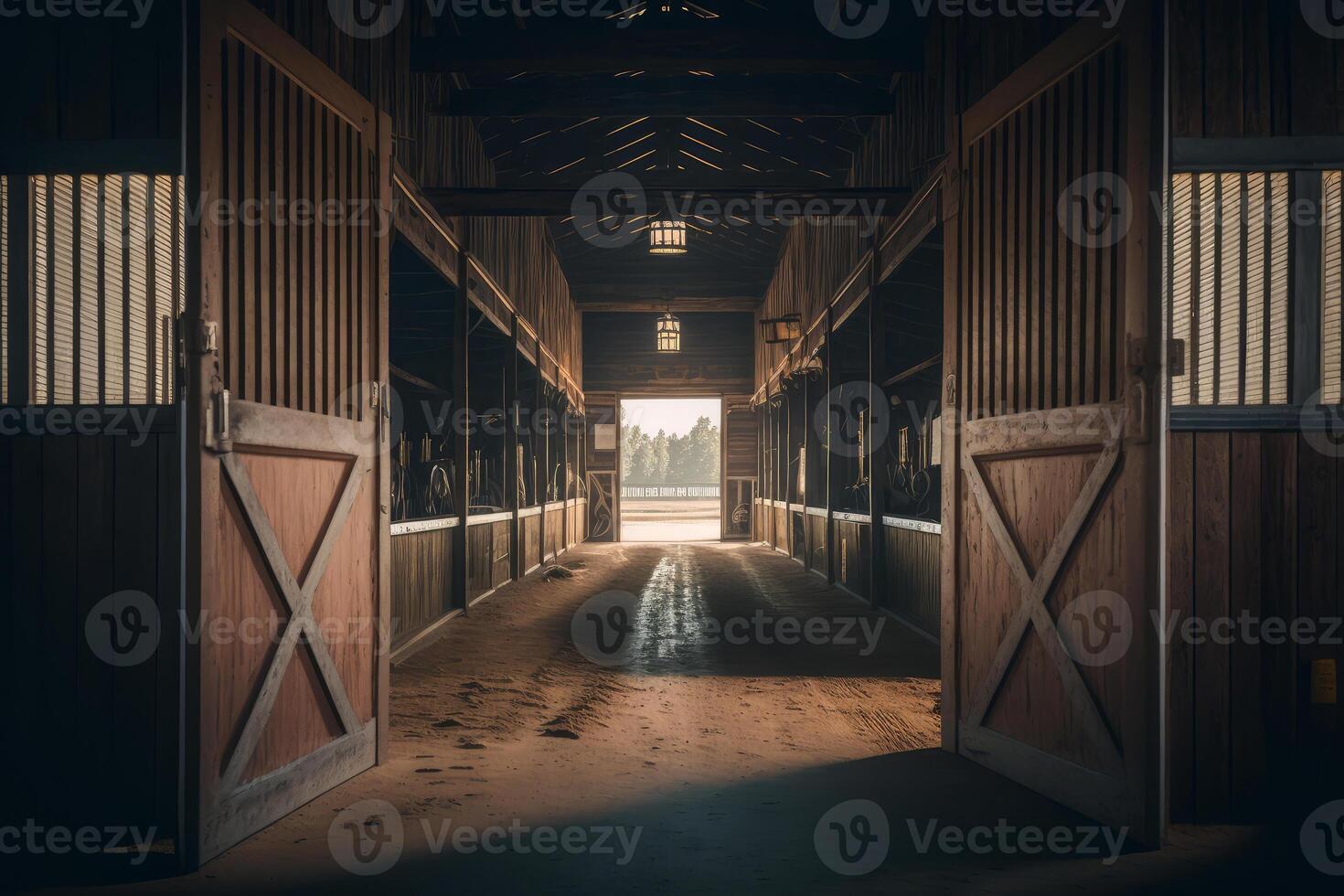 horse stable,stall for horses in wooden house photo