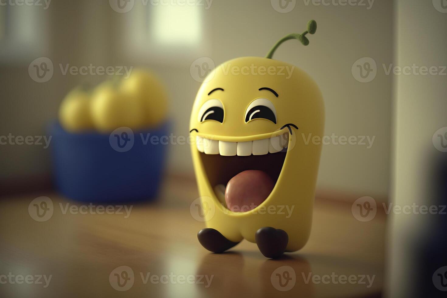 cheerful yellow fruit funny character illustration photo