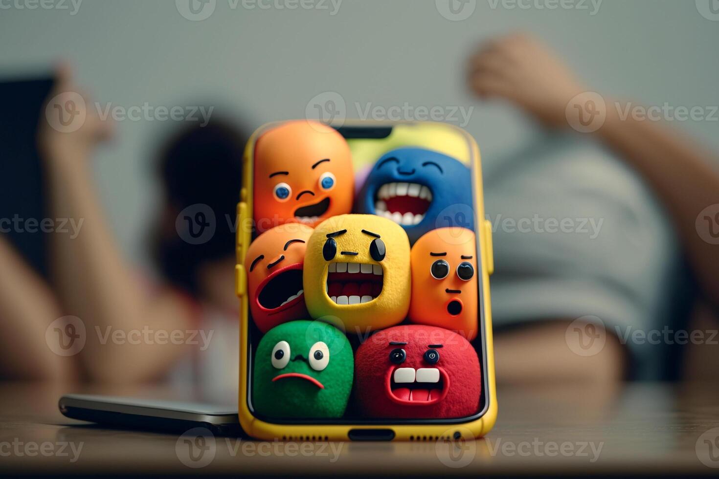 emoji caracteres jugando teléfono ilustración generativo ai foto