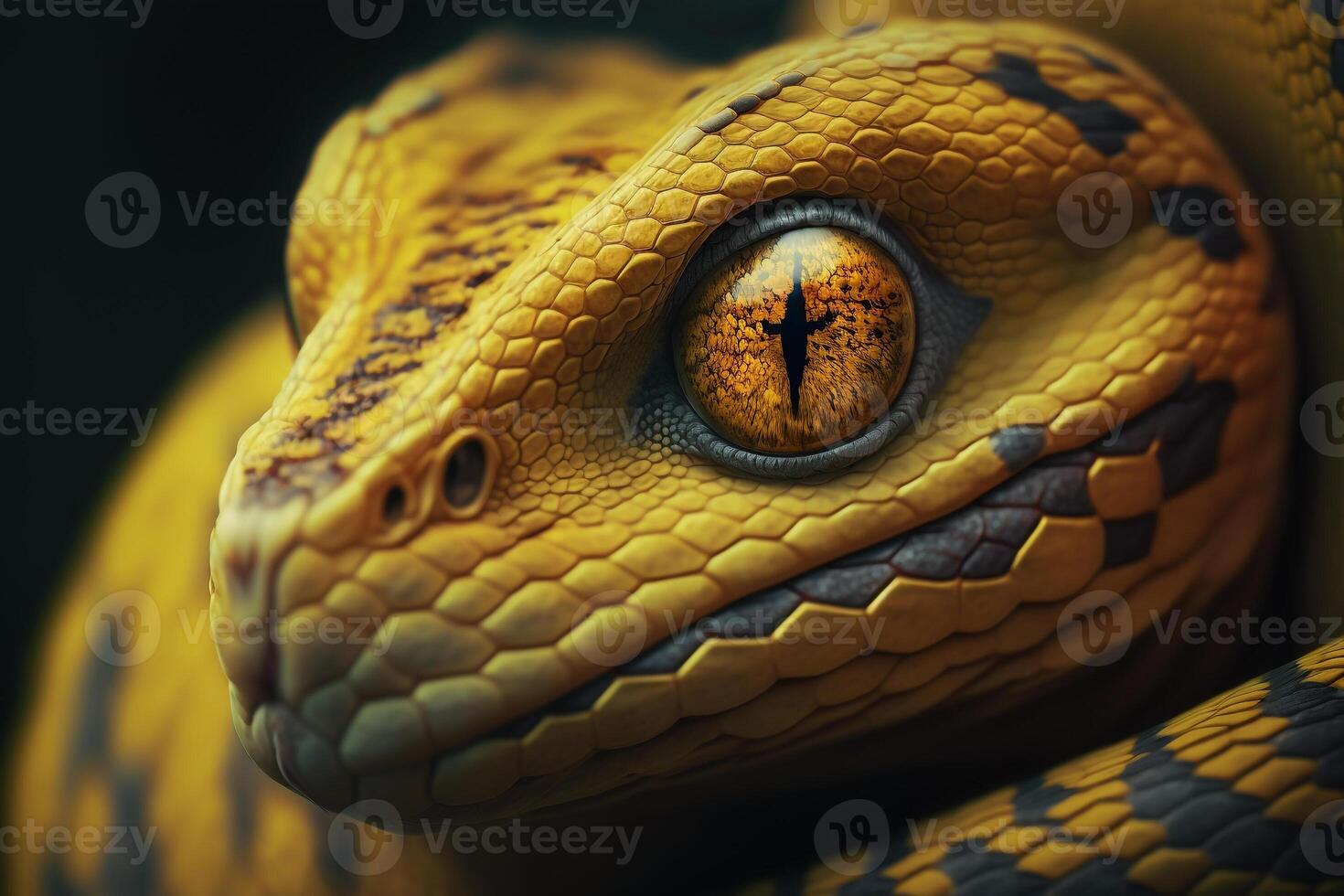 amarillo venenoso serpiente generativo ai foto