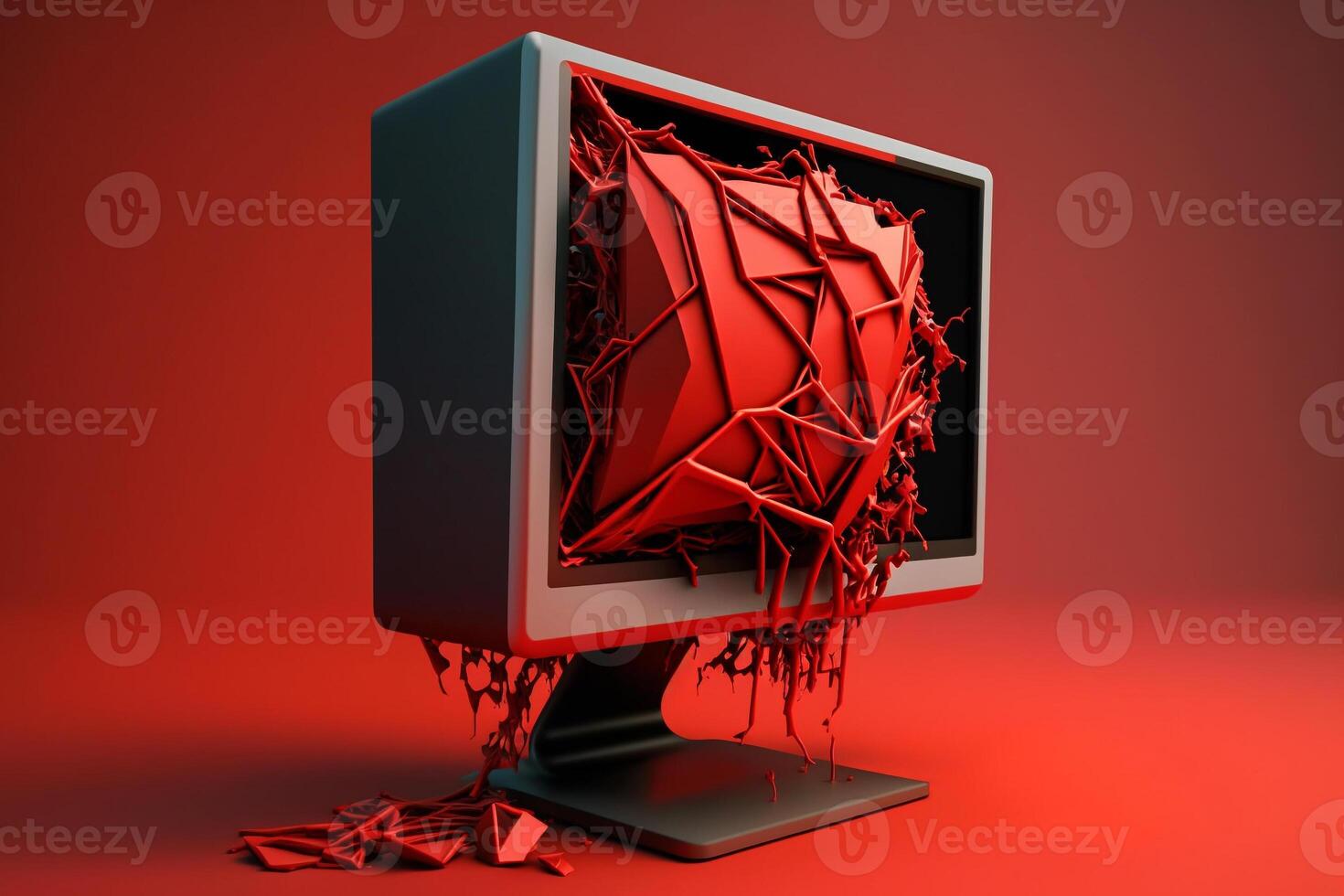 computer virus red monitor screen illustration photo