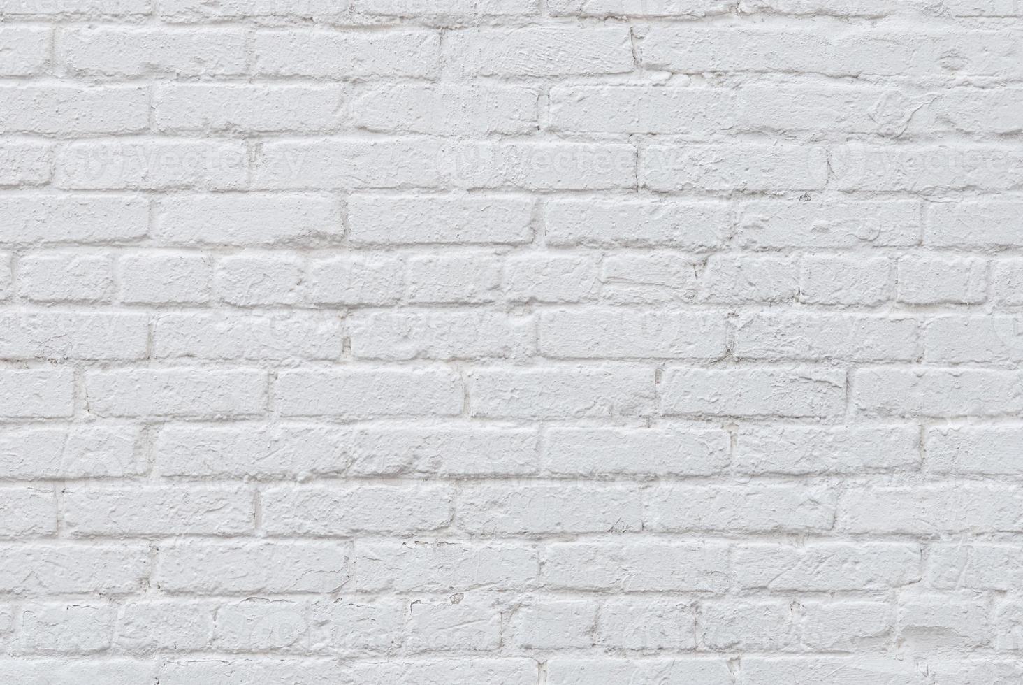 White brick wall background, stucco painted grunge texture photo