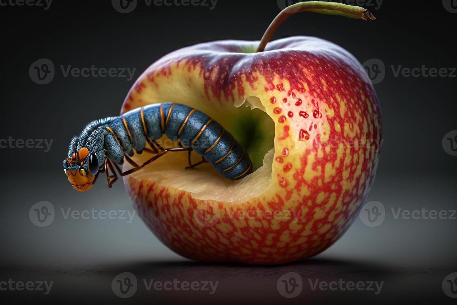wormy red apple photo