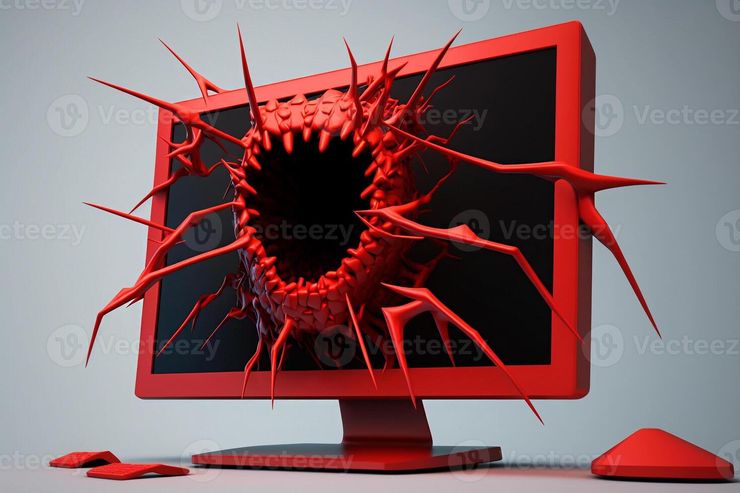 computer virus red monitor screen illustration Generative AI 22082455 Stock Photo at Vecteezy