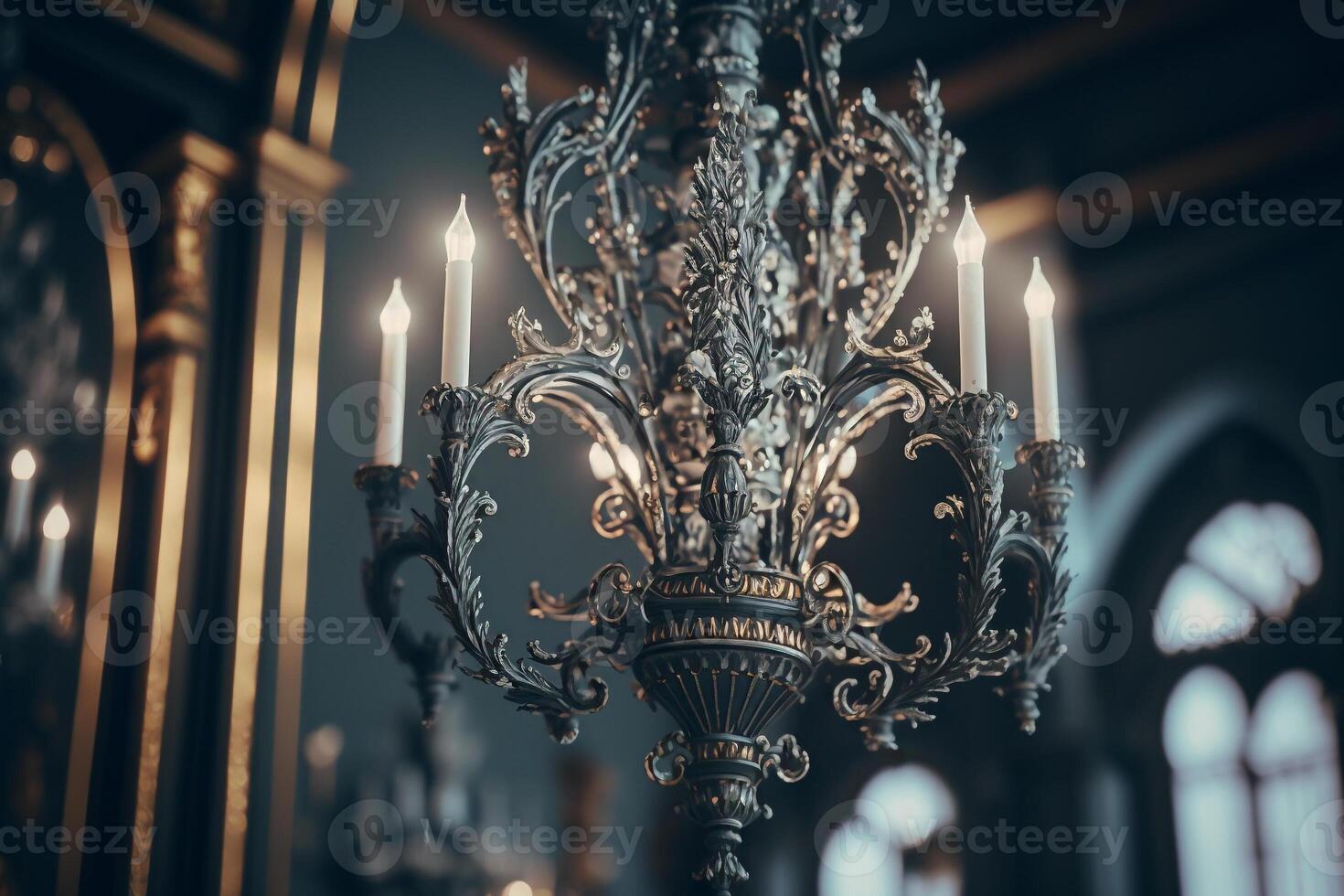 vintage metal chandelier in the temple photo