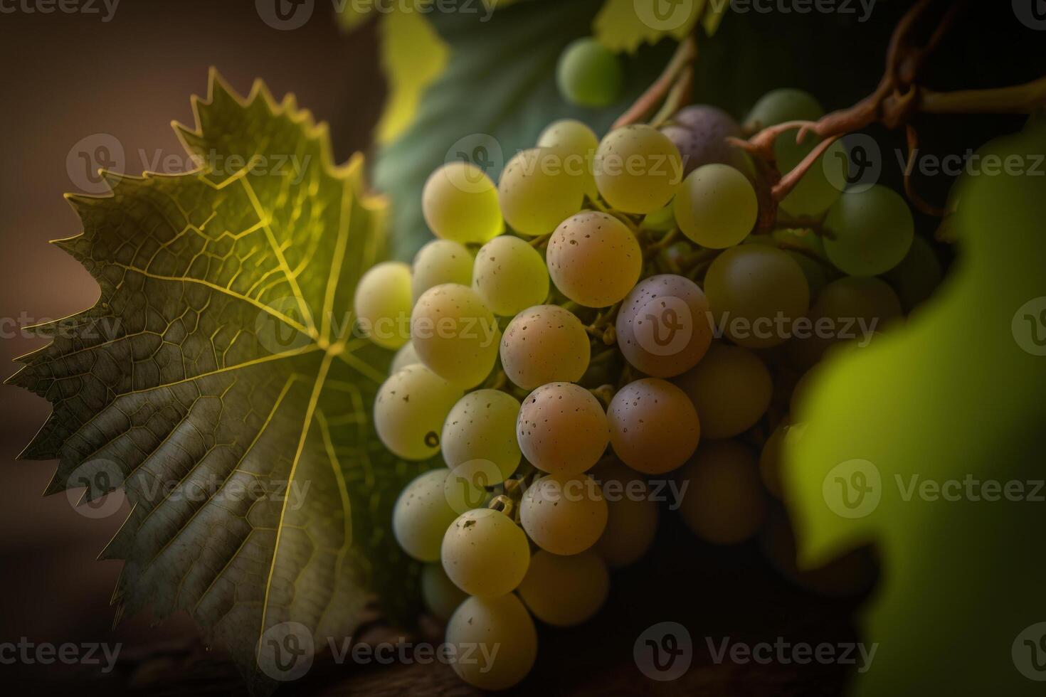 green wine grapes on a branch illustration photo