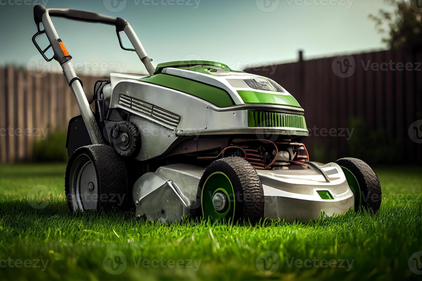 lawn mower for cutting green grass lawn illustration photo