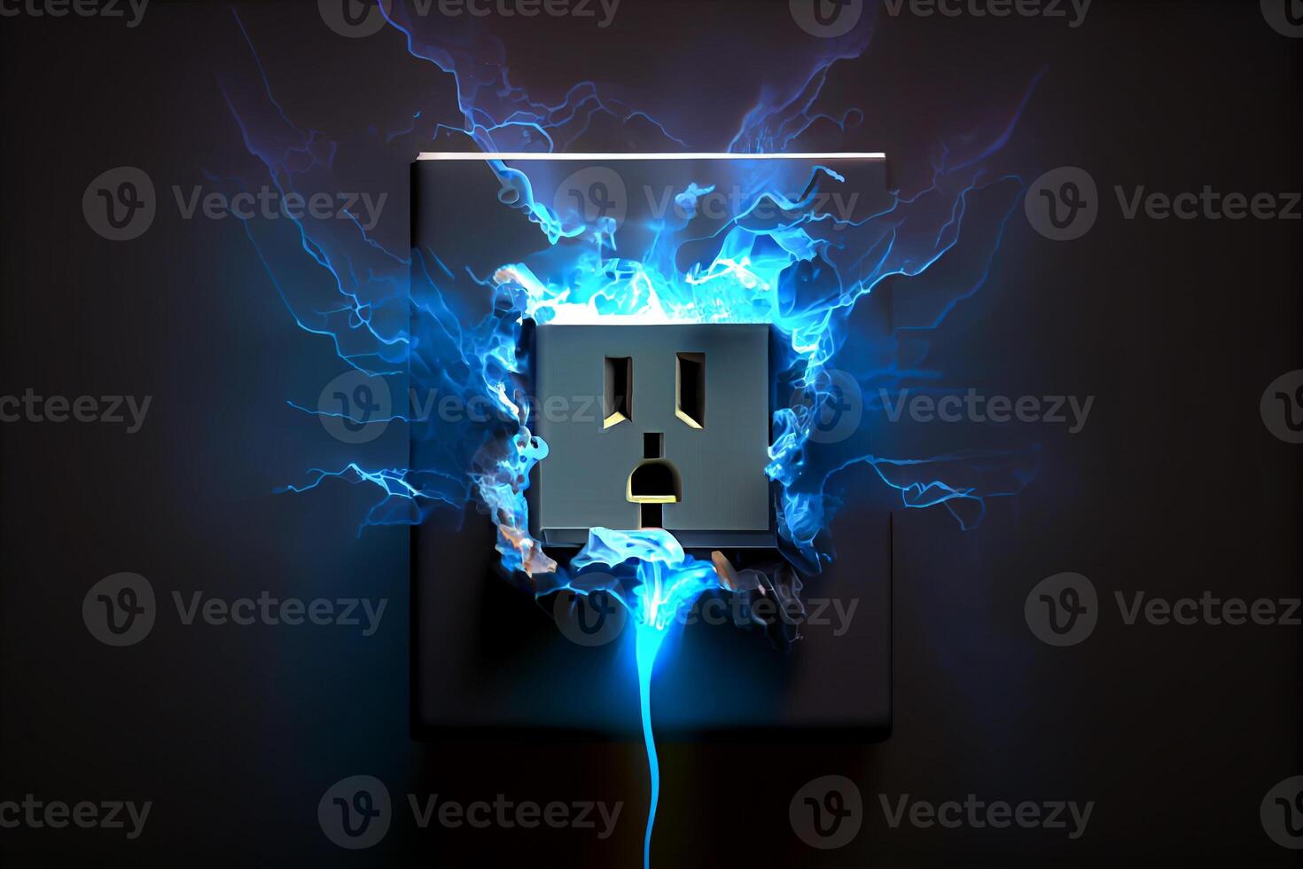 sparkling lighting electrical socket in wall illustration photo
