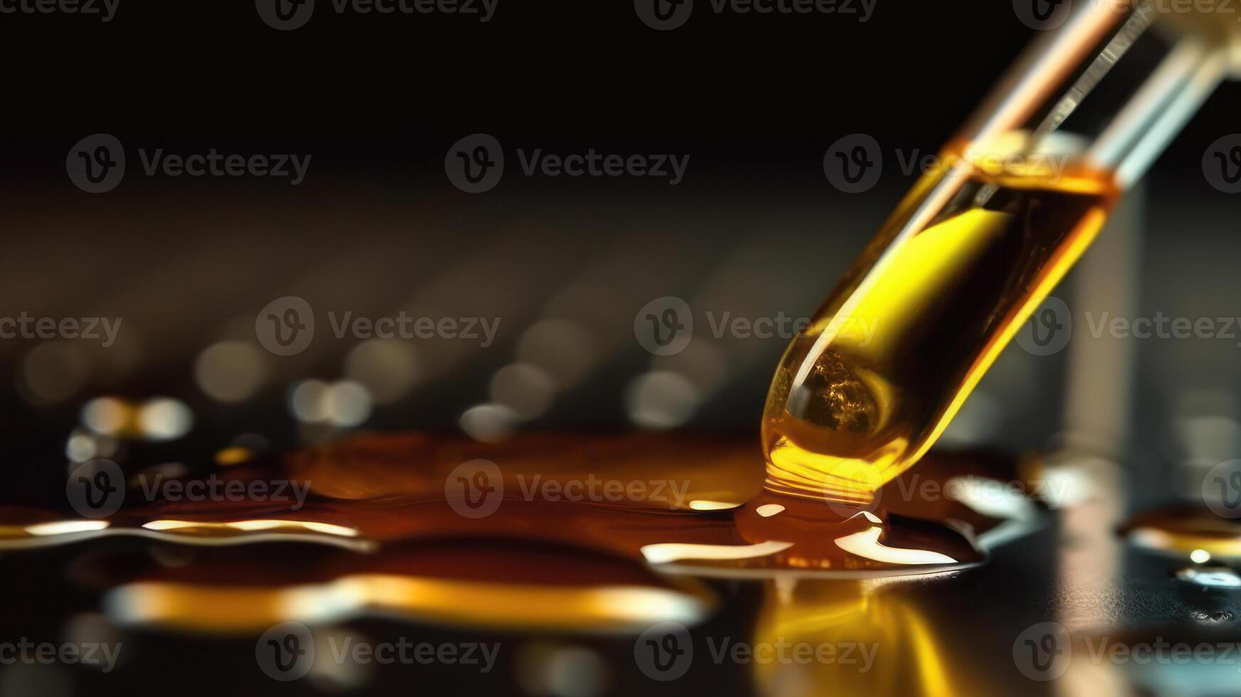 pipette with golden oil extract cannabis photo