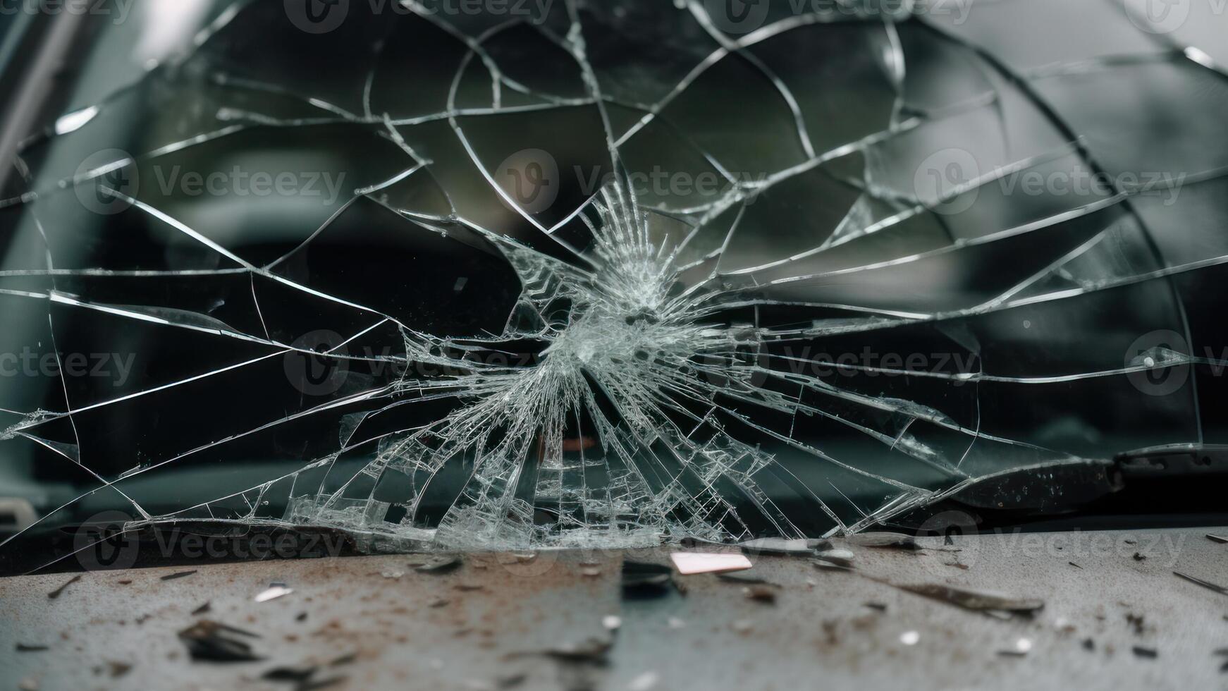 broken car windshield glass photo