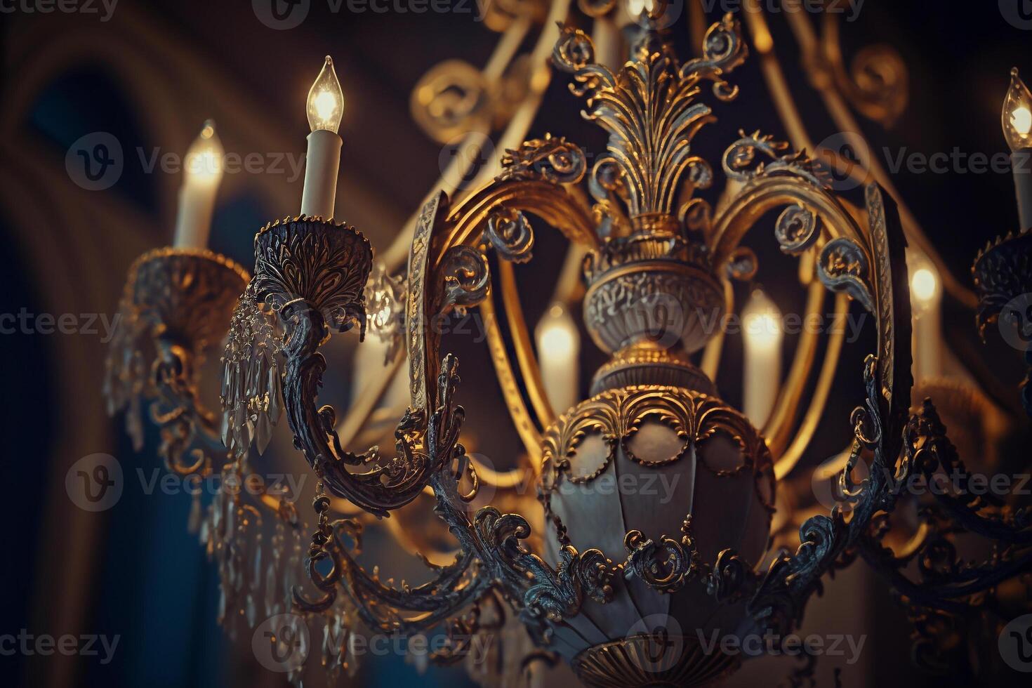 vintage metal chandelier in the temple photo