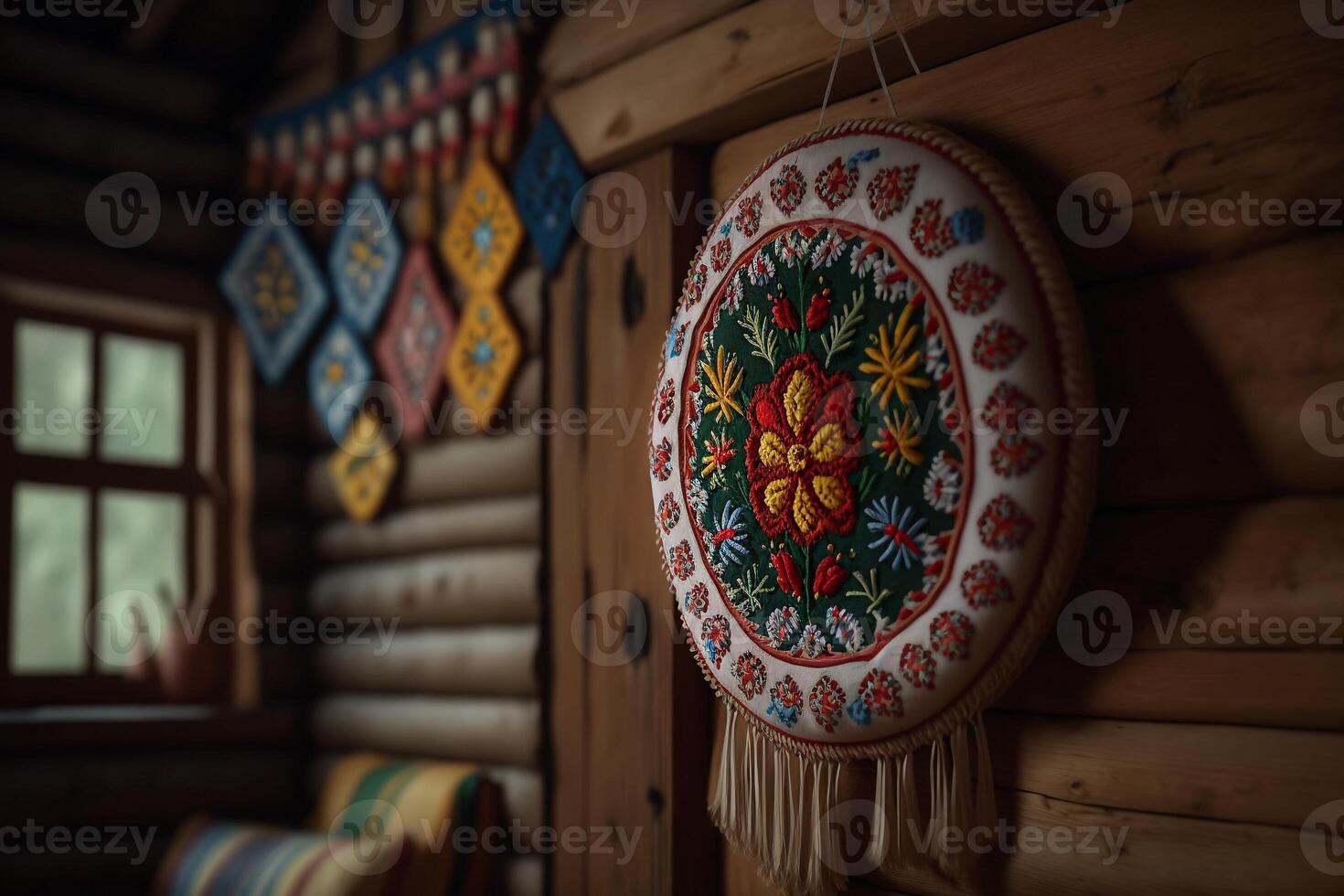 traditional embroidered ukrainian vyshyvanka on door photo