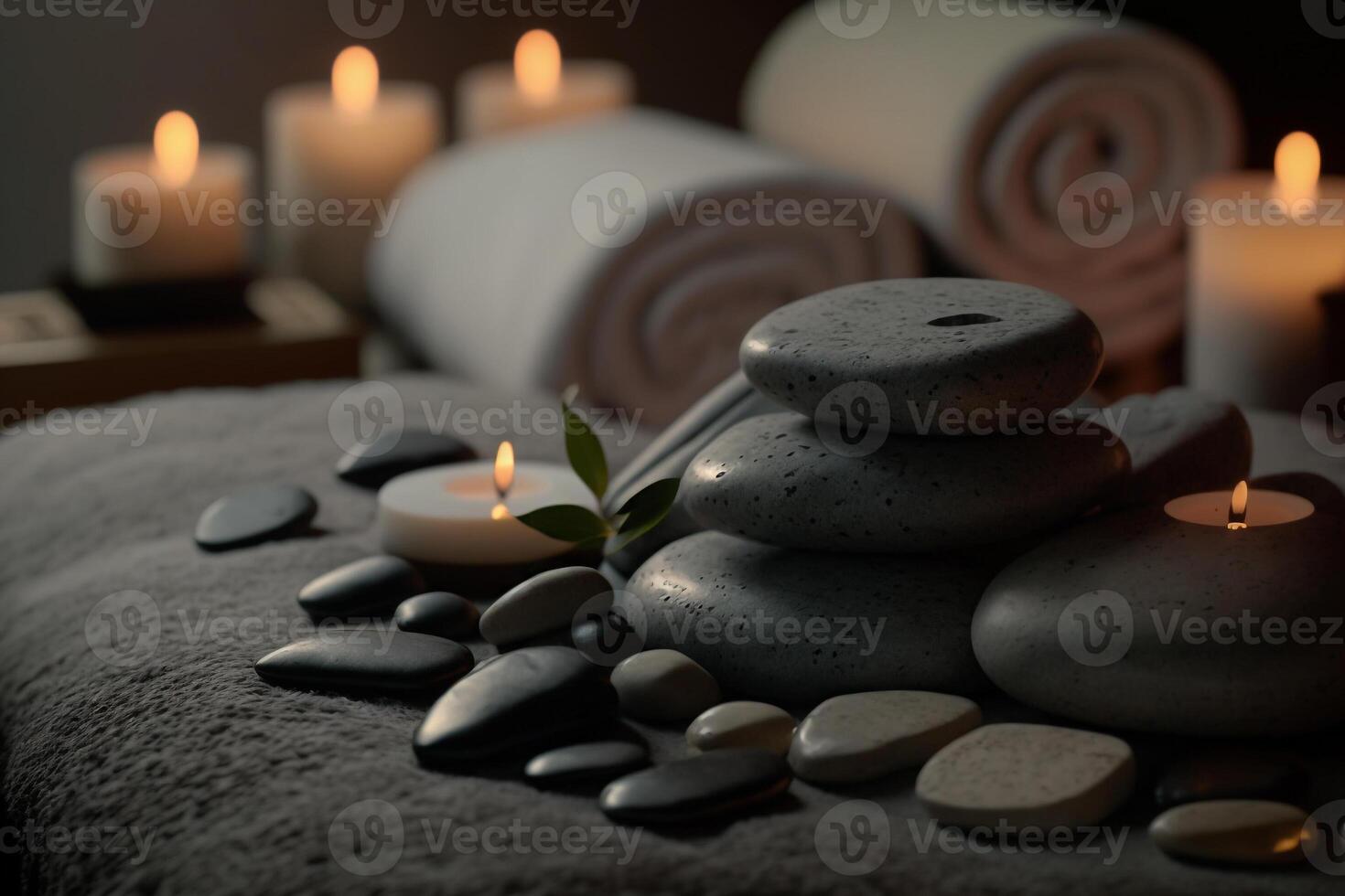 stone massage relaxed aroma spa aromatherapy burning candles photo