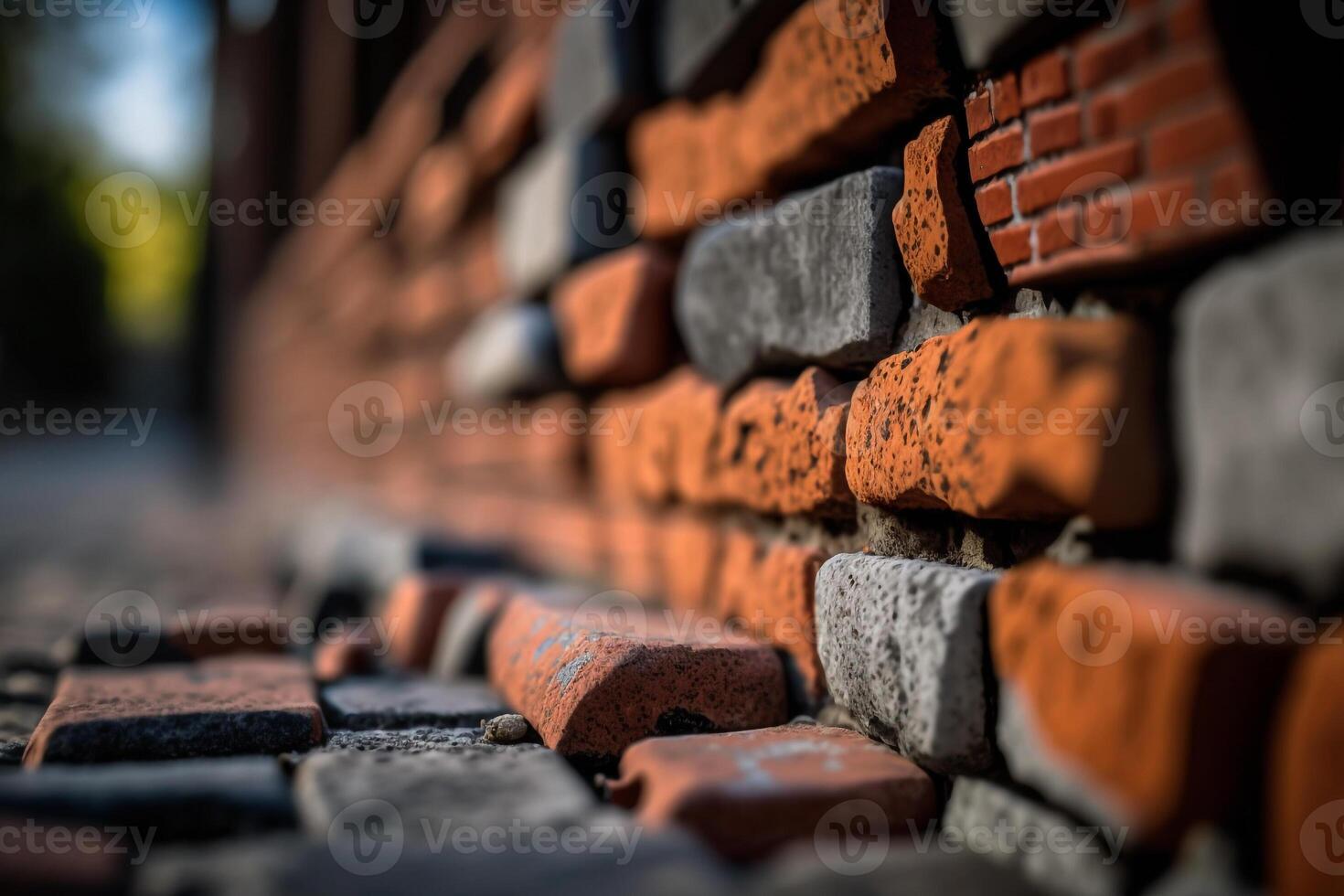 antiguo pared desmoronándose Enladrillado ilustración generativo ai foto